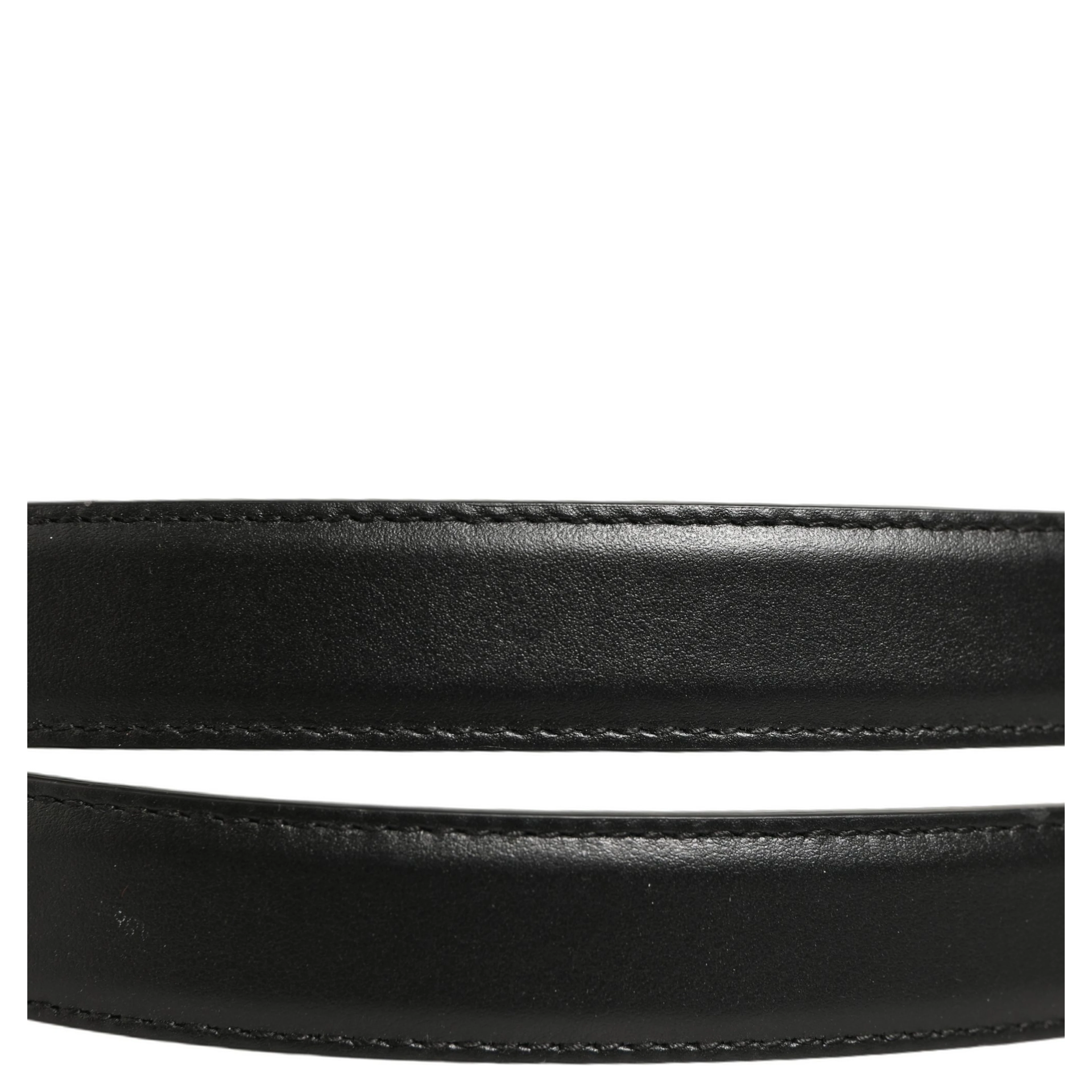 Black Leather Double Wrap Metal Buckle Belt
