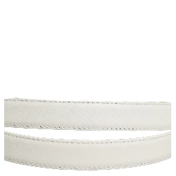 White Leather Silver Tone Metal Buckle Belt