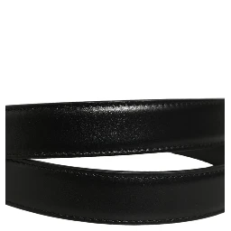Black Classic Leather Gold Tone Buckle Belt