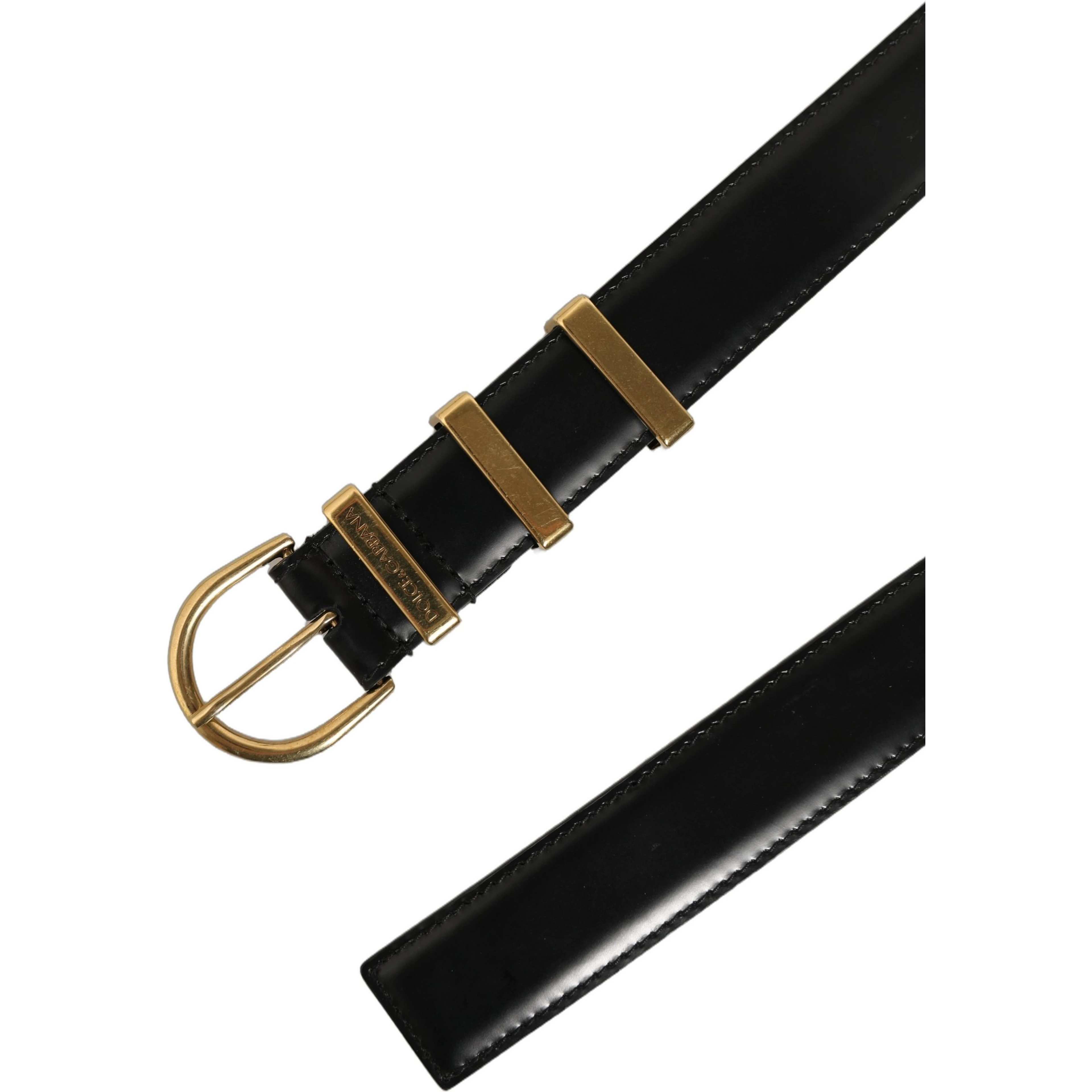 Black Classic Leather Gold Tone Buckle Belt