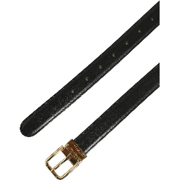 Black Leather Double Wrap Metal Buckle Belt