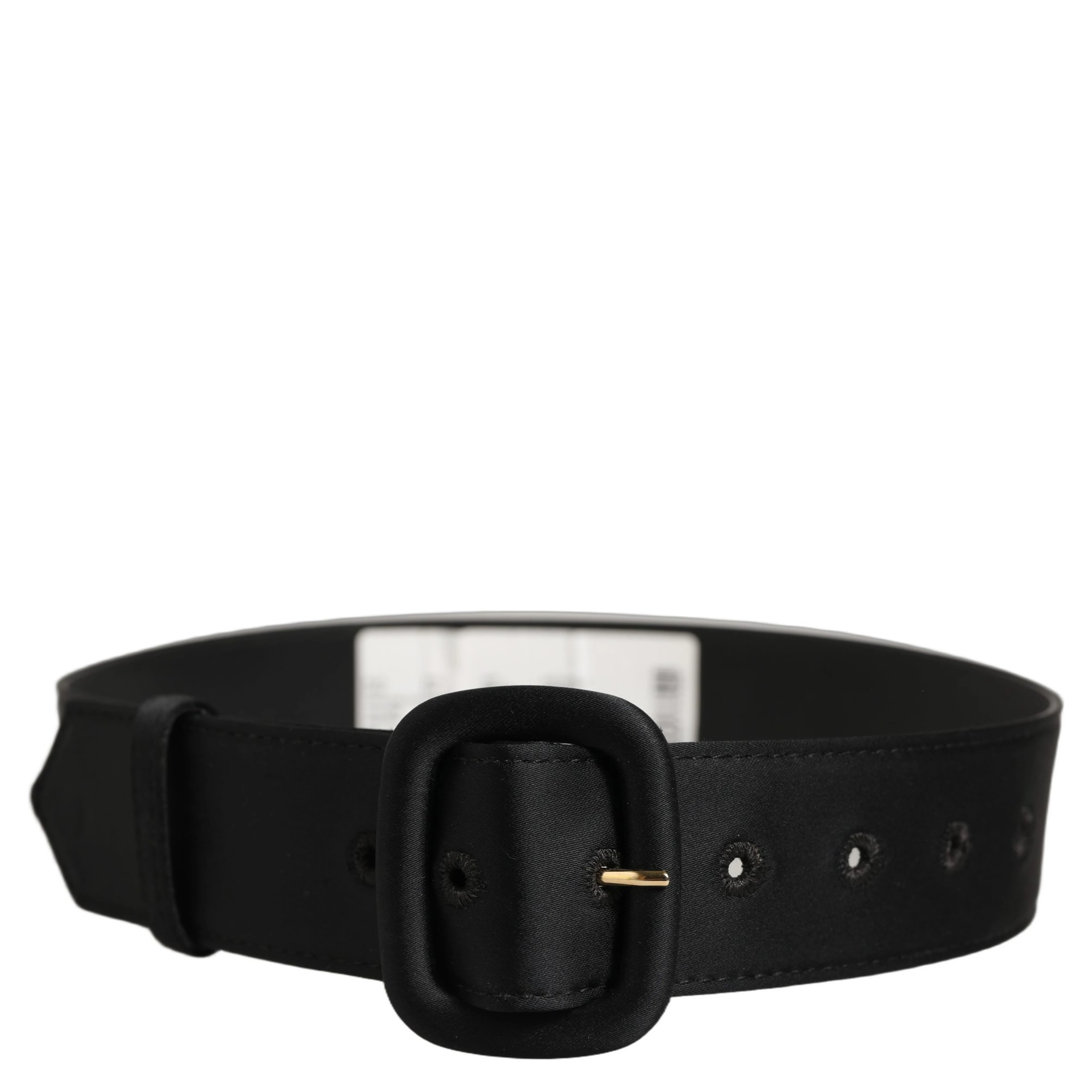 Black Wide Fabric Oval Buckle Cintura Belt