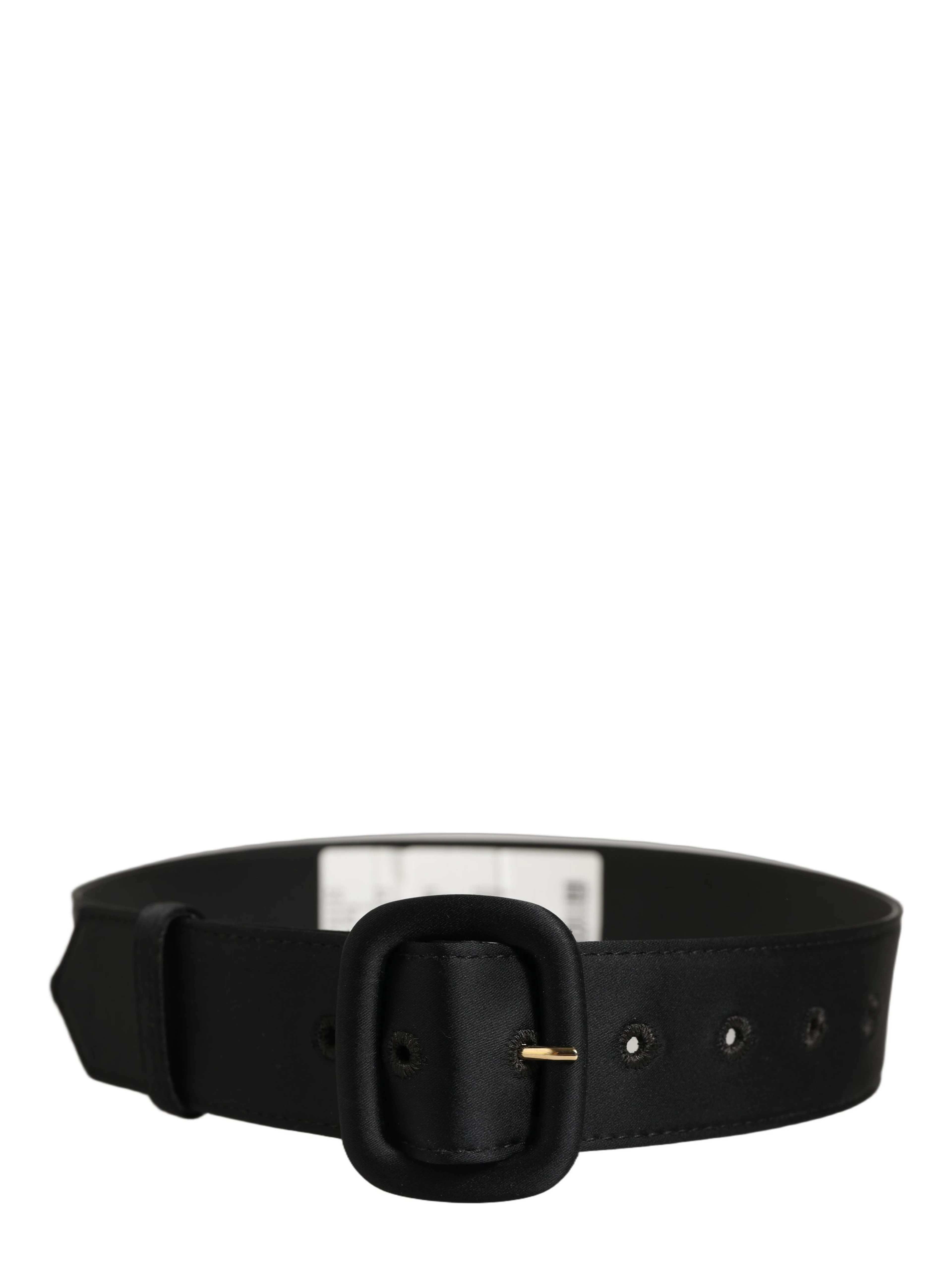Black Wide Fabric Oval Buckle Cintura Belt