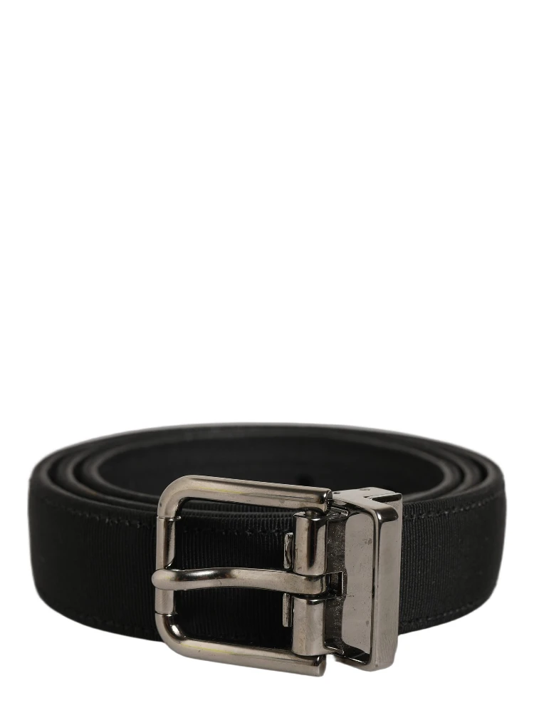 Black Classic Leather Silver Tone Buckle Belt