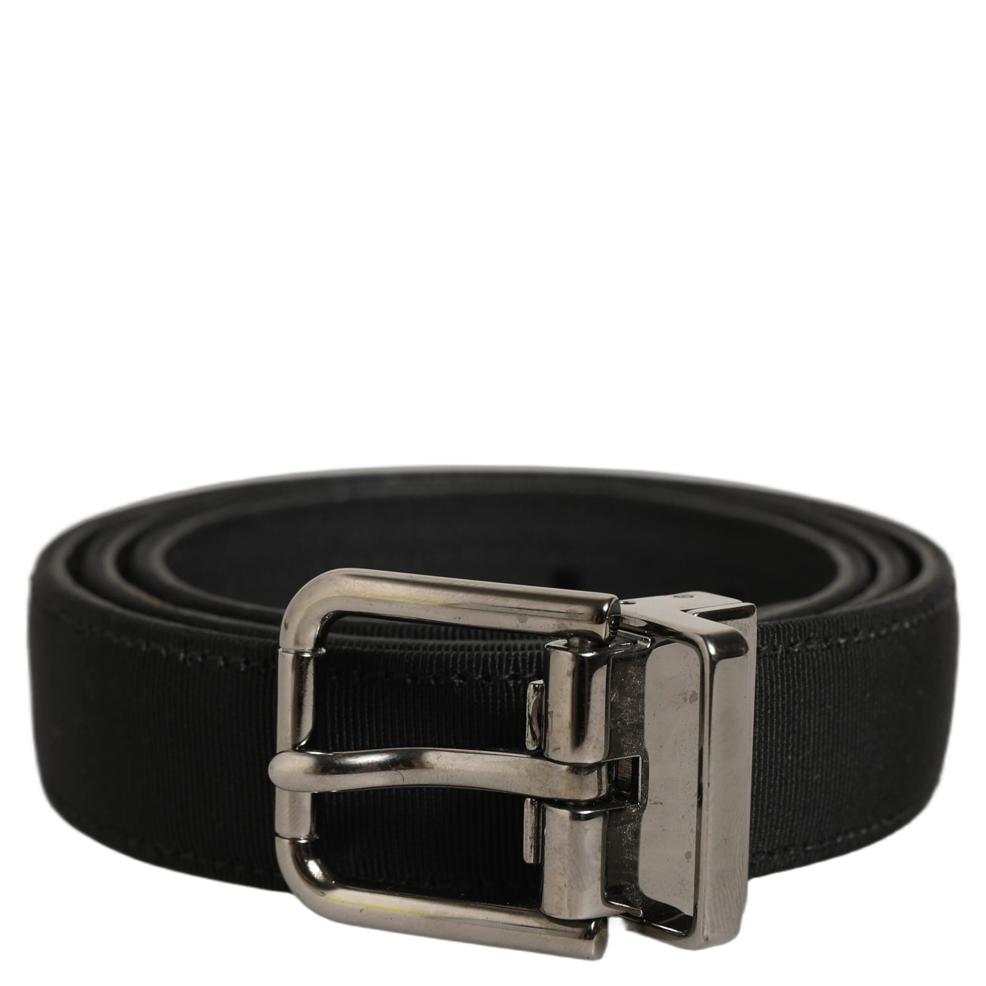Black Classic Leather Silver Tone Buckle Belt