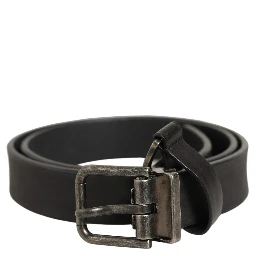 Black Leather Antique Finish Buckle Belt
