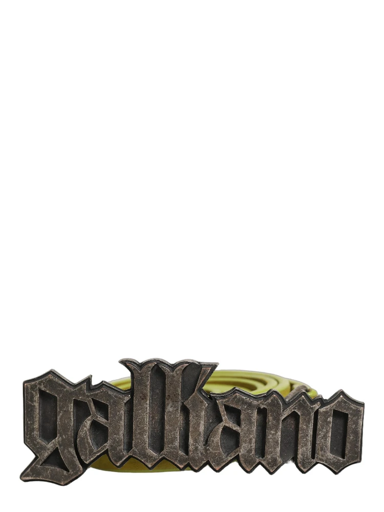 حزام من الجلد الأصفر المشمع مع مشبك فضي ريفي بشعار alternative