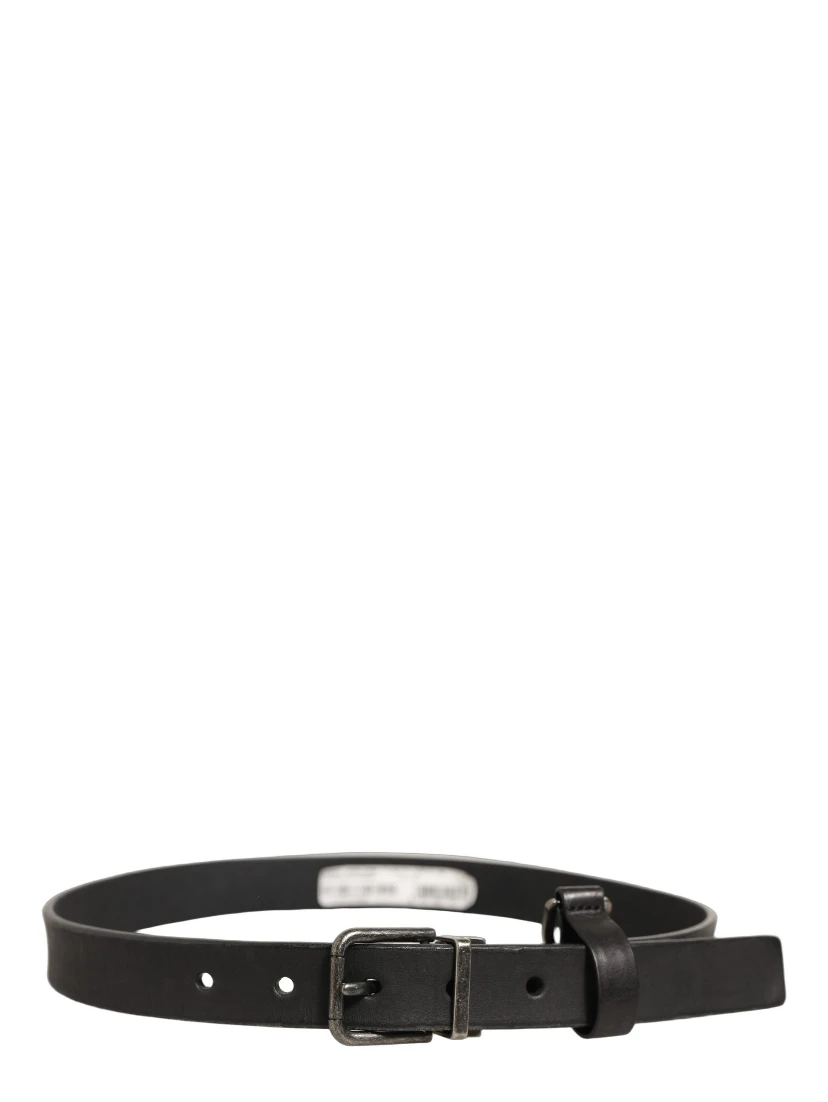 Black Leather Antique Finish Buckle Belt