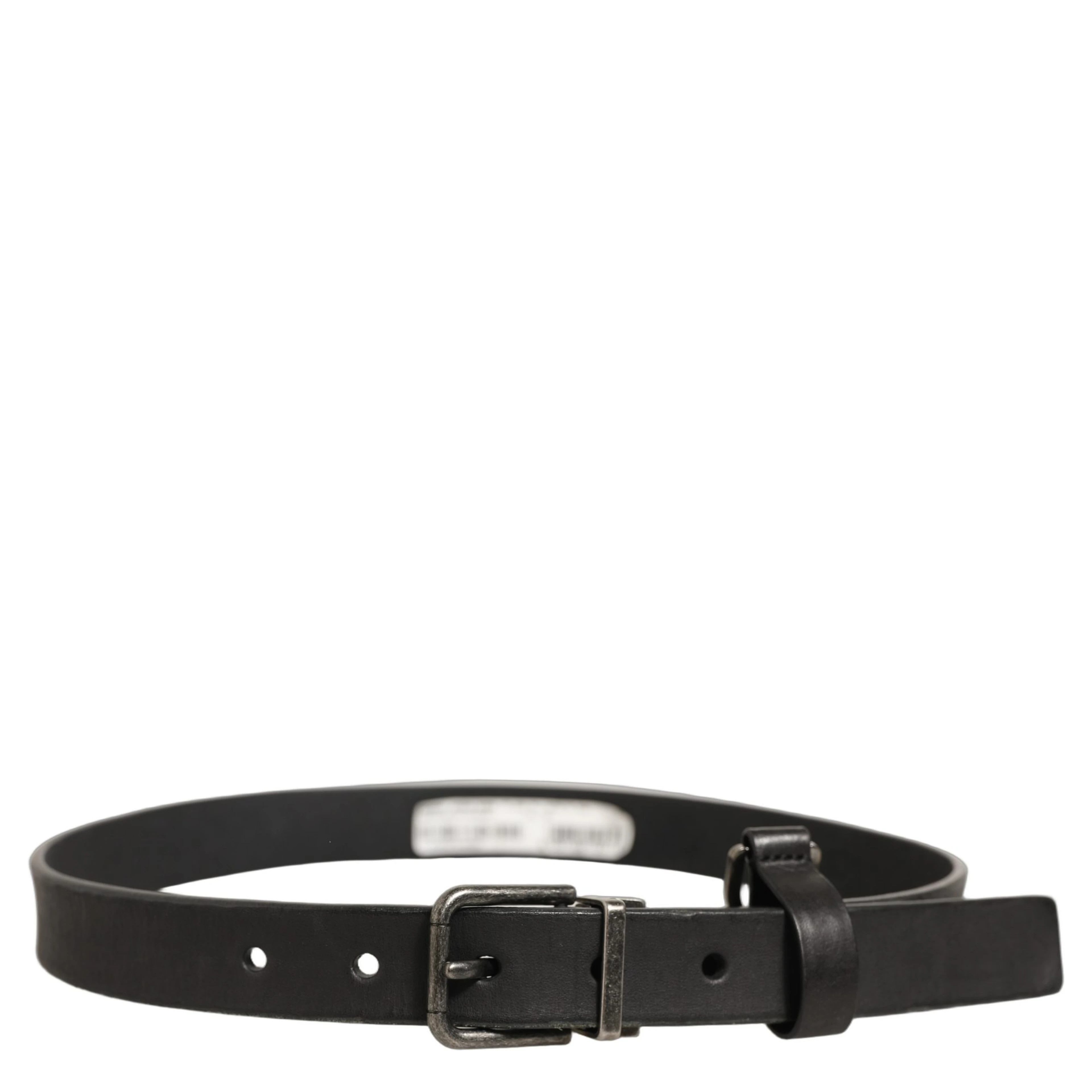 Black Leather Antique Finish Buckle Belt