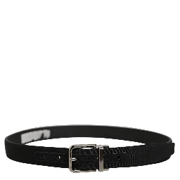 Black Classic Leather Silver Tone Buckle Belt