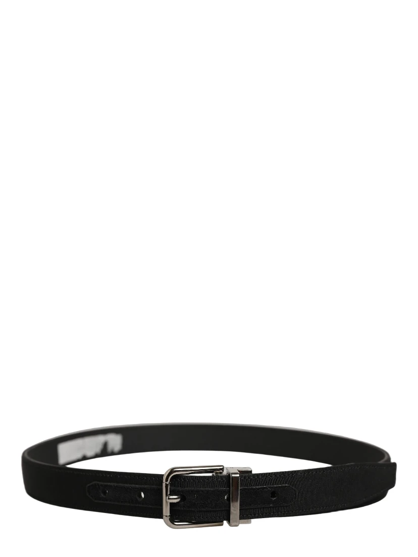 Black Classic Leather Silver Tone Buckle Belt