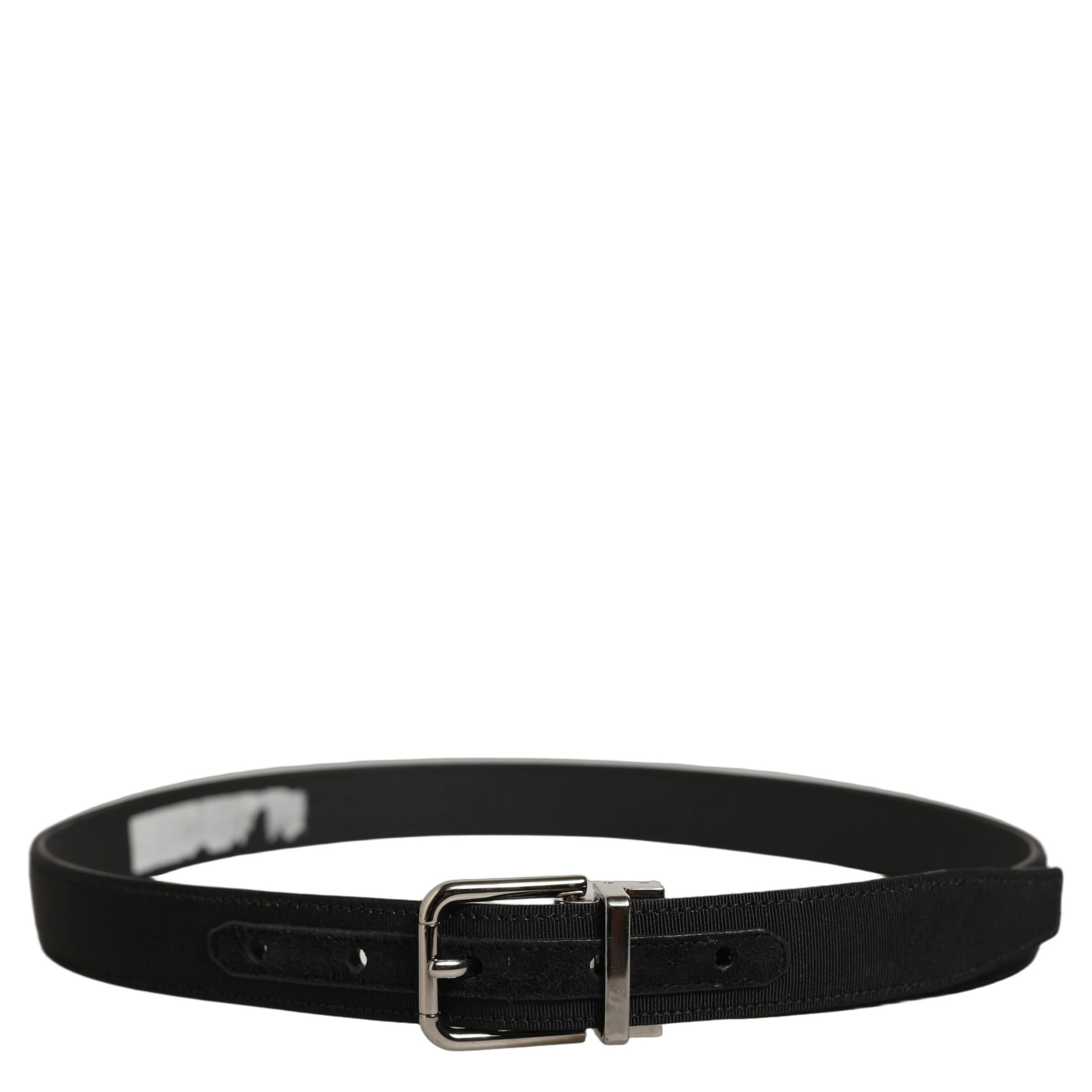 Black Classic Leather Silver Tone Buckle Belt