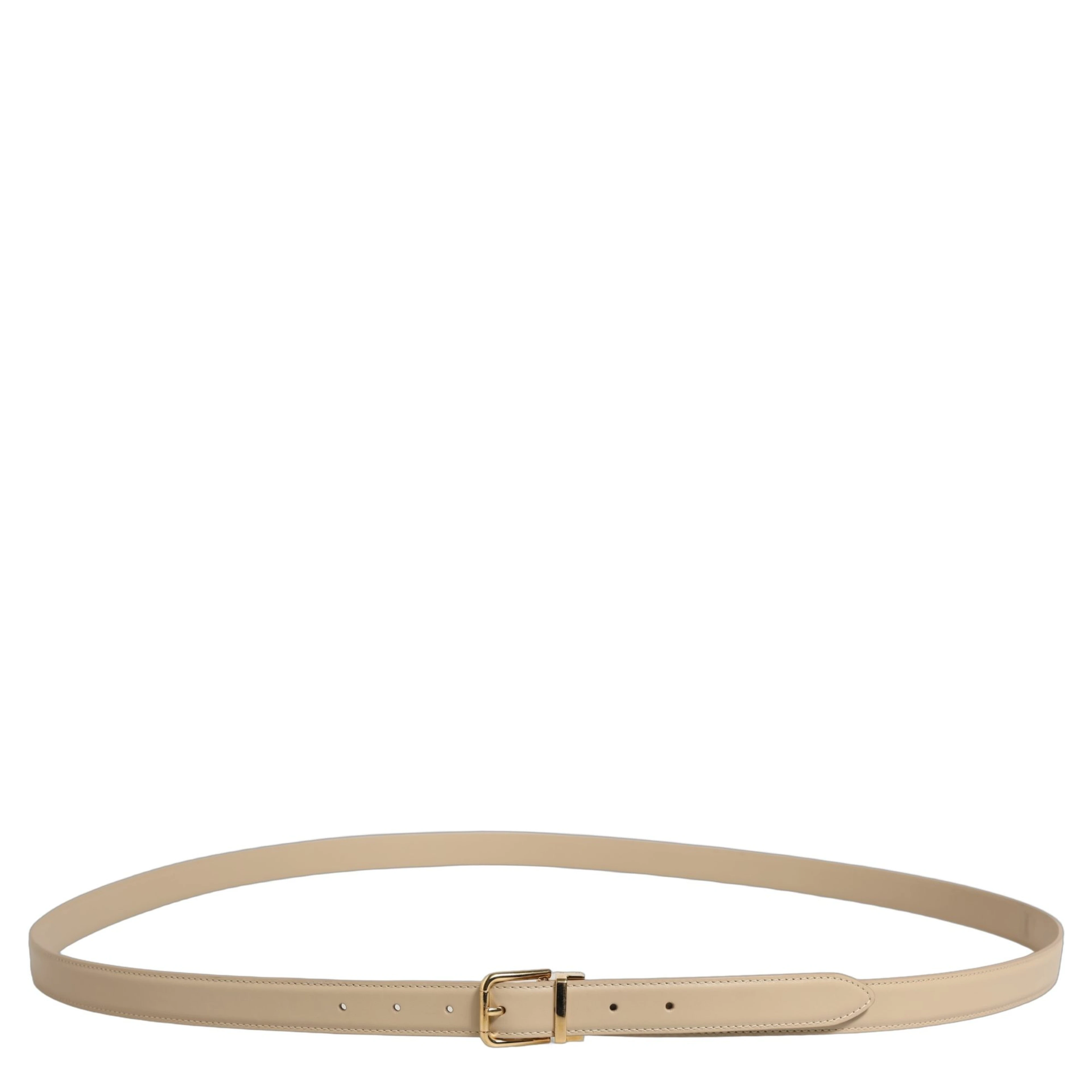 Beige Leather Double Wrap Gold Buckle Belt