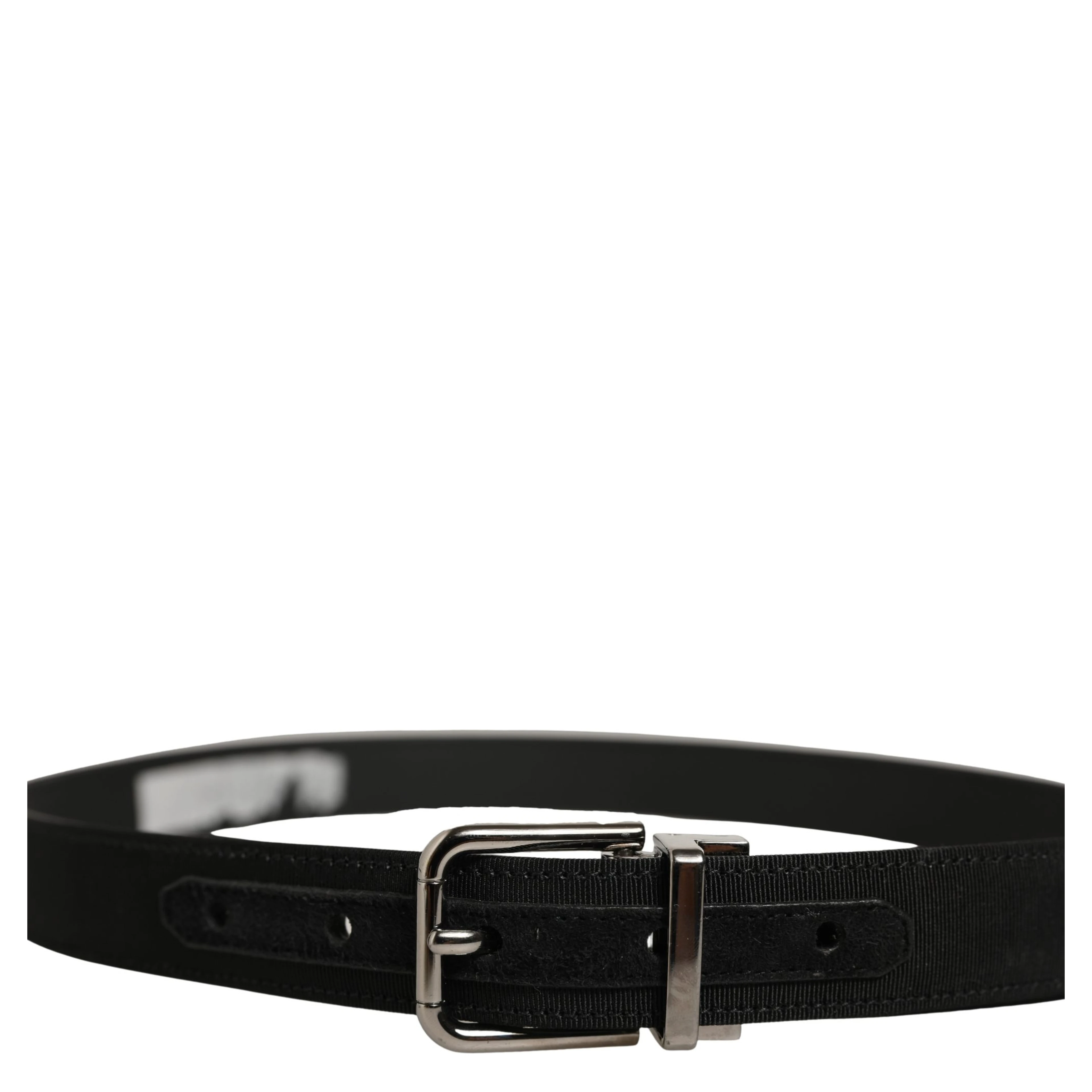 Black Classic Leather Silver Tone Buckle Belt