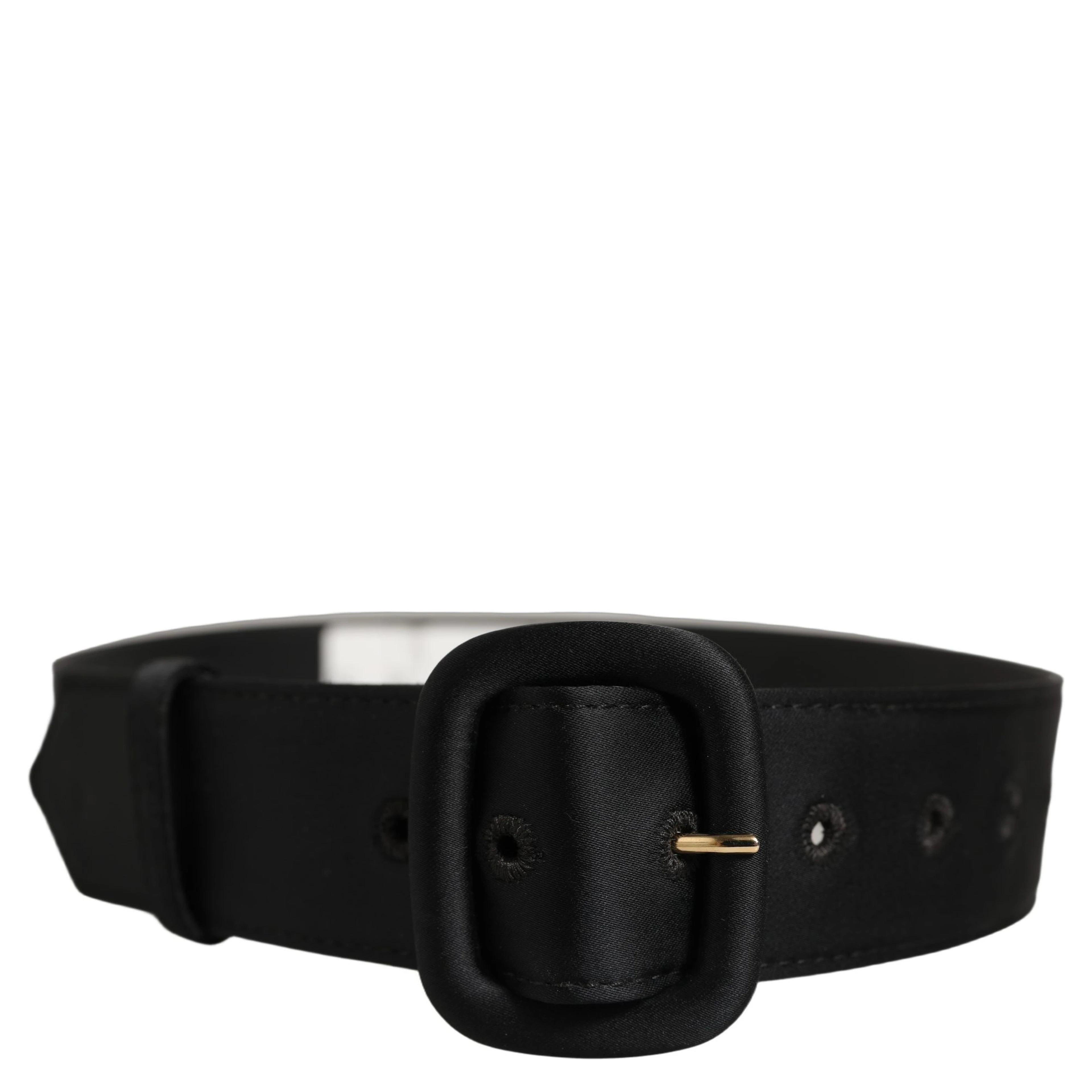 Black Wide Fabric Oval Buckle Cintura Belt