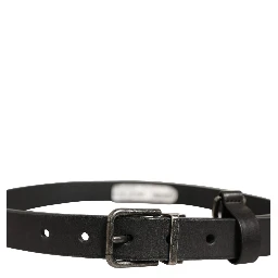 Black Leather Antique Finish Buckle Belt