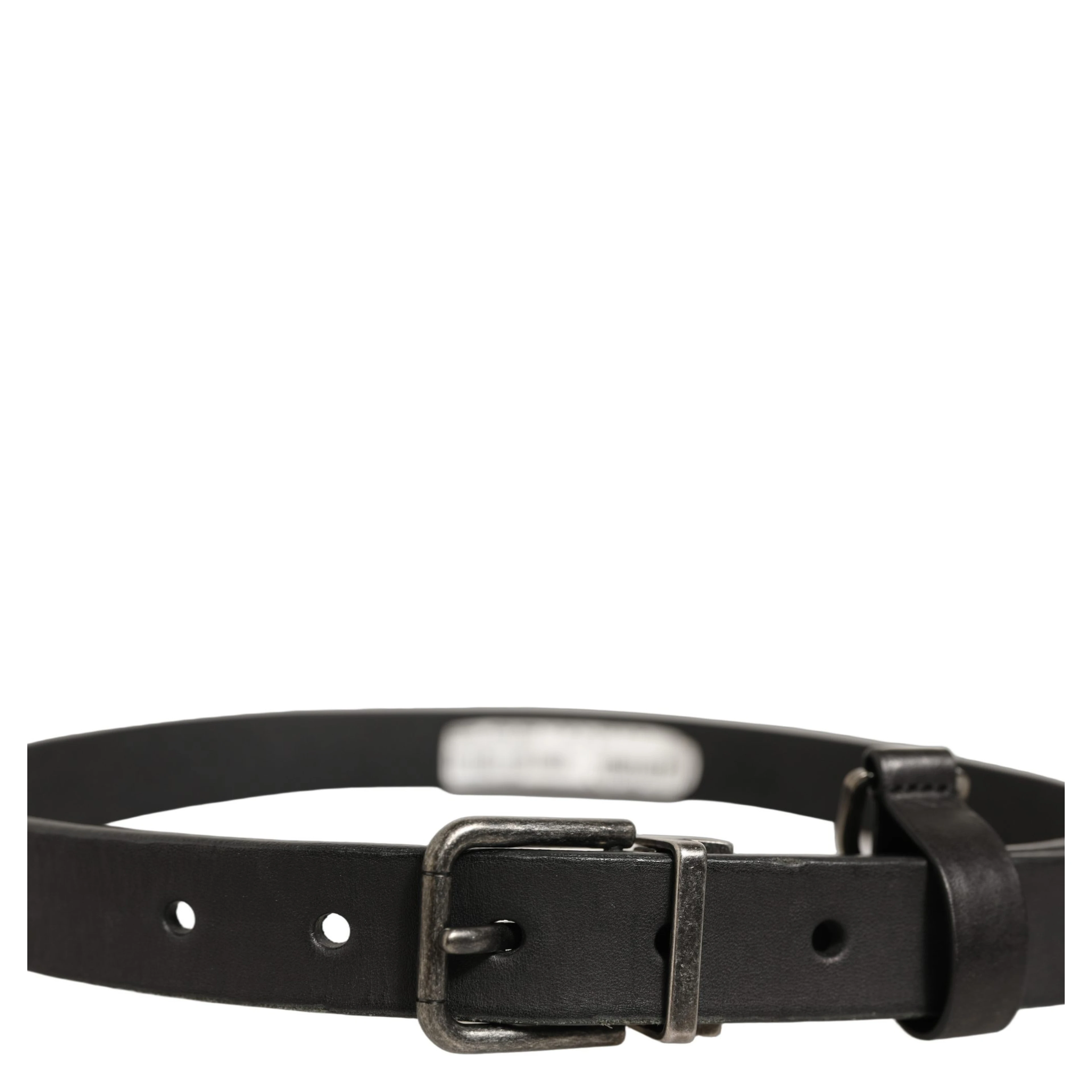 Black Leather Antique Finish Buckle Belt