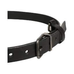 Black Leather Antique Finish Buckle Belt