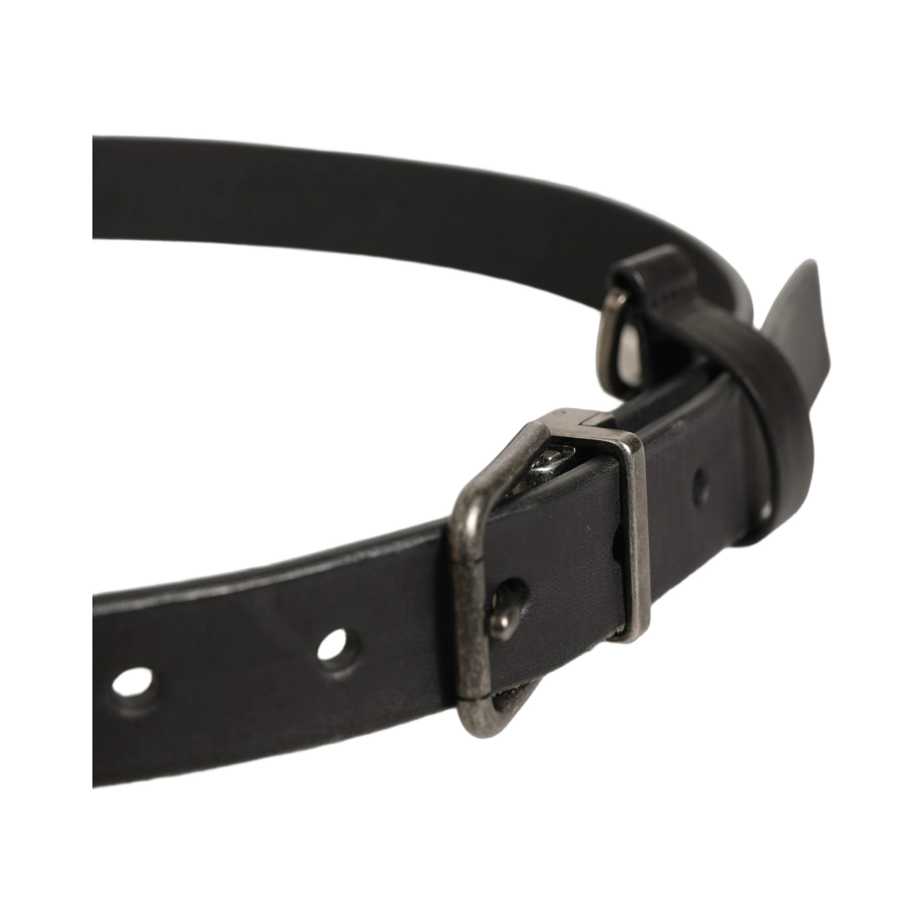 Black Leather Antique Finish Buckle Belt