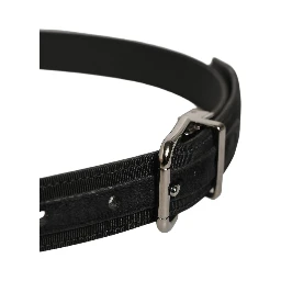 Black Classic Leather Silver Tone Buckle Belt