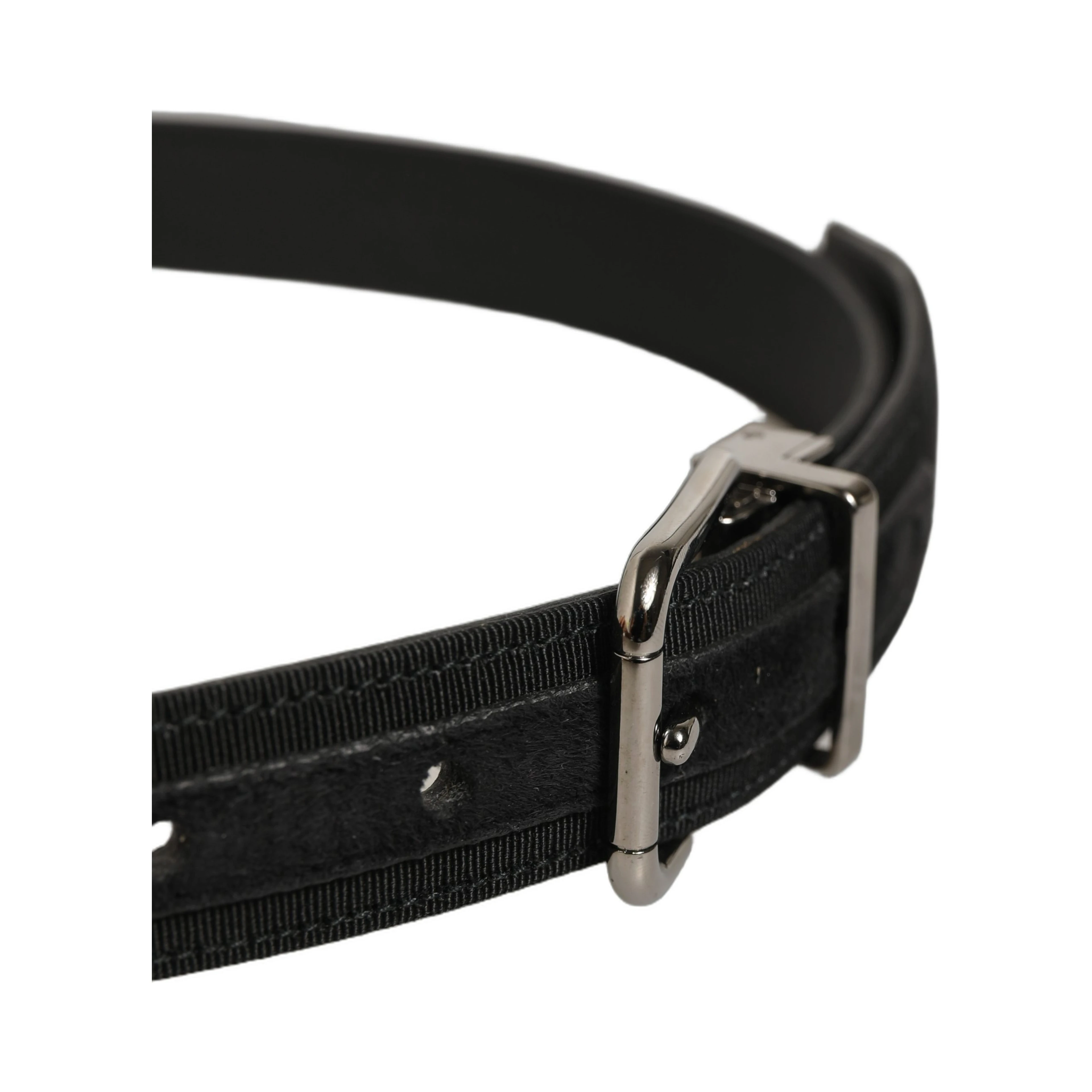Black Classic Leather Silver Tone Buckle Belt