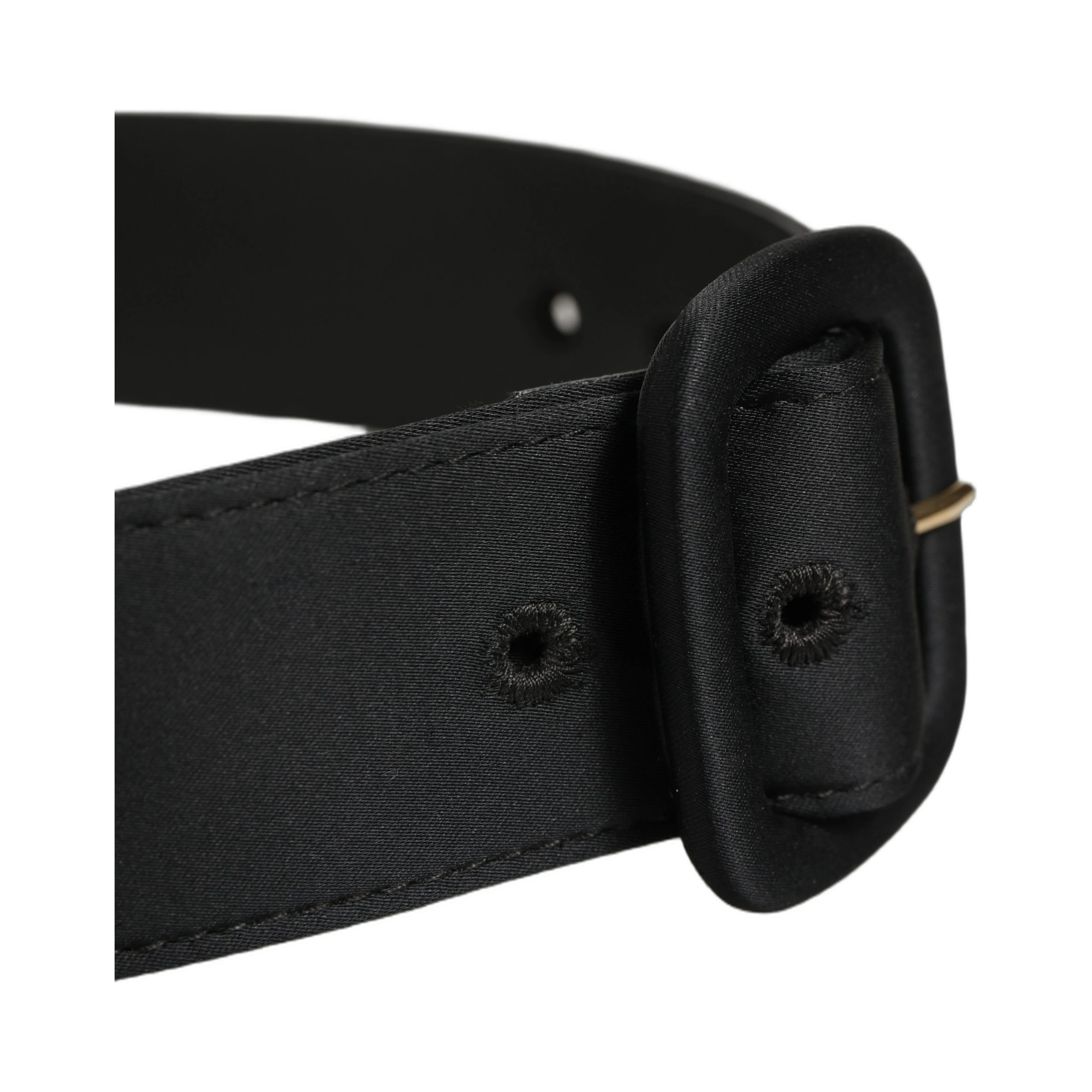 Black Wide Fabric Oval Buckle Cintura Belt