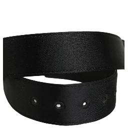 Black Wide Fabric Oval Buckle Cintura Belt