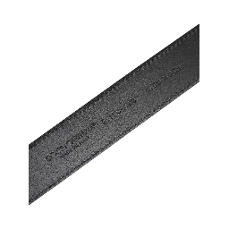 Black Grained Leather Gold Metal Buckle Belt