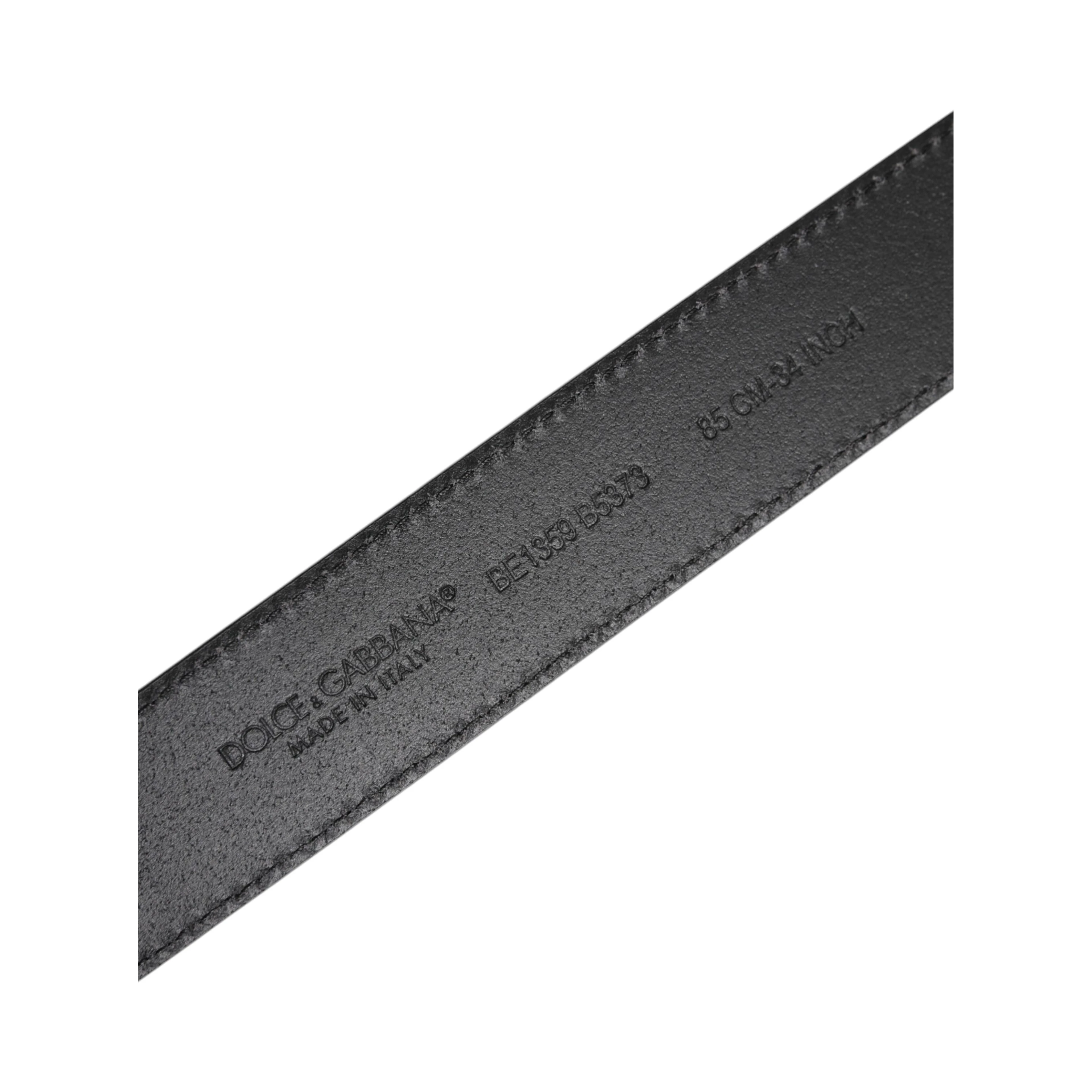 Black Grained Leather Gold Metal Buckle Belt