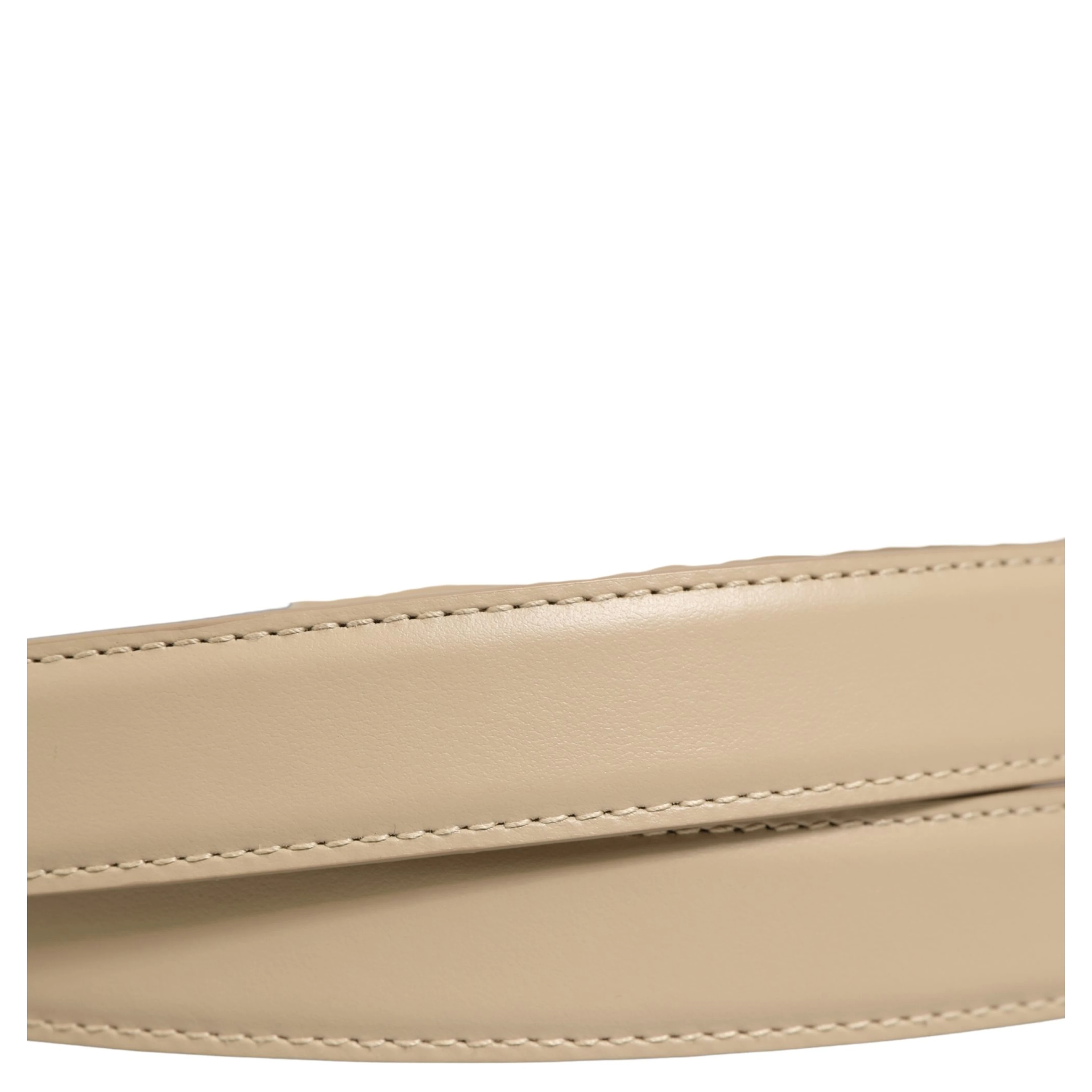 Beige Leather Double Wrap Gold Buckle Belt