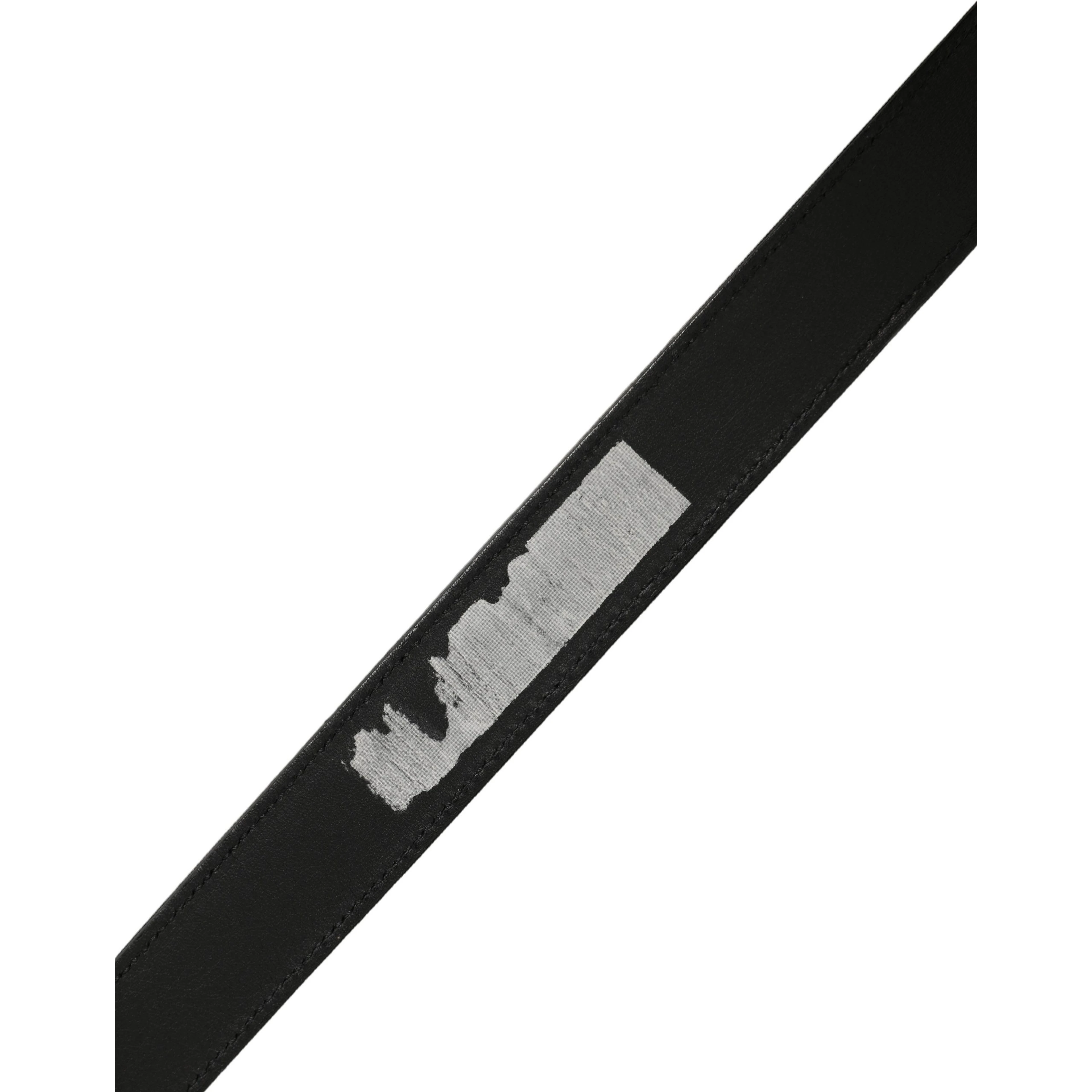Black Classic Leather Silver Tone Buckle Belt