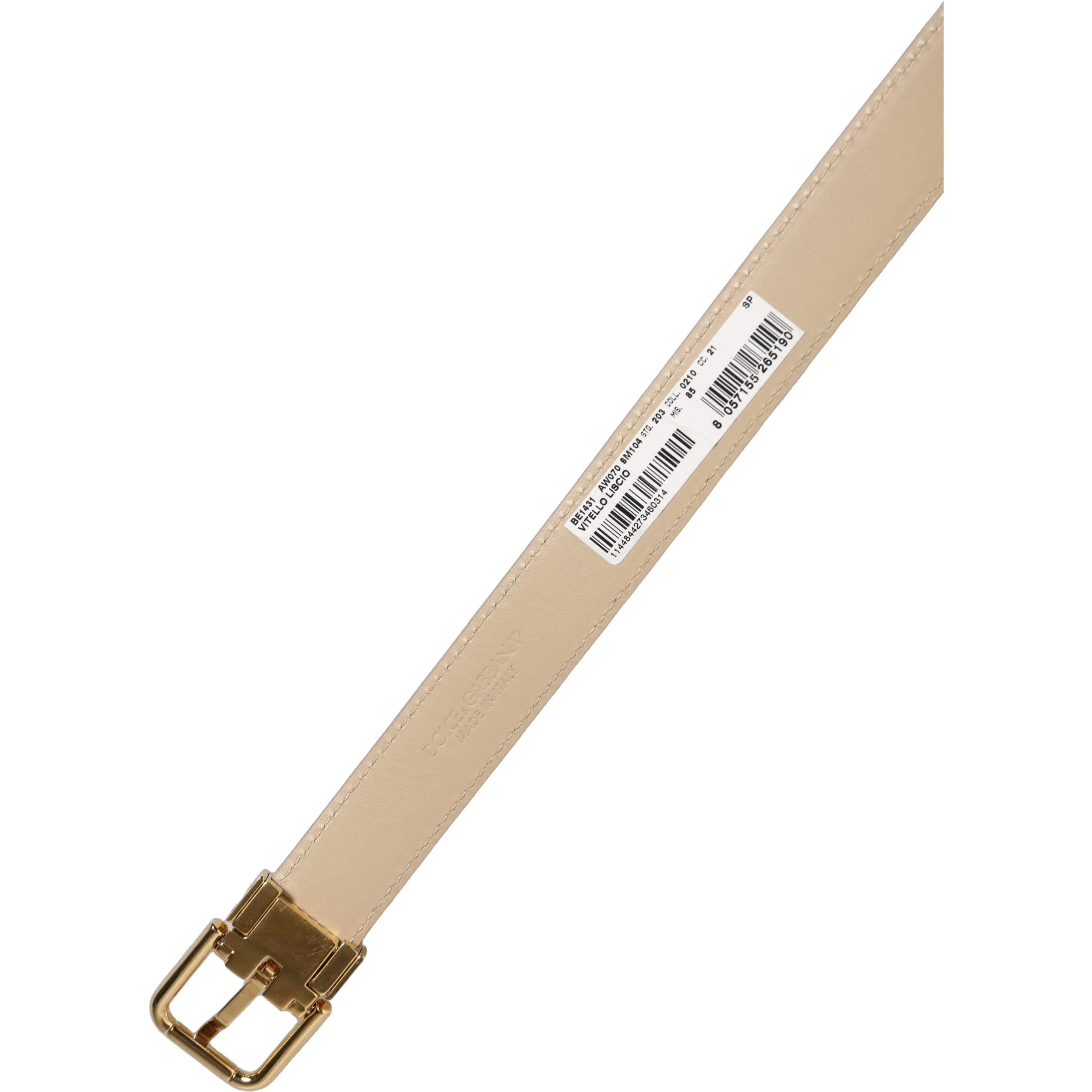 Beige Leather Double Wrap Gold Buckle Belt