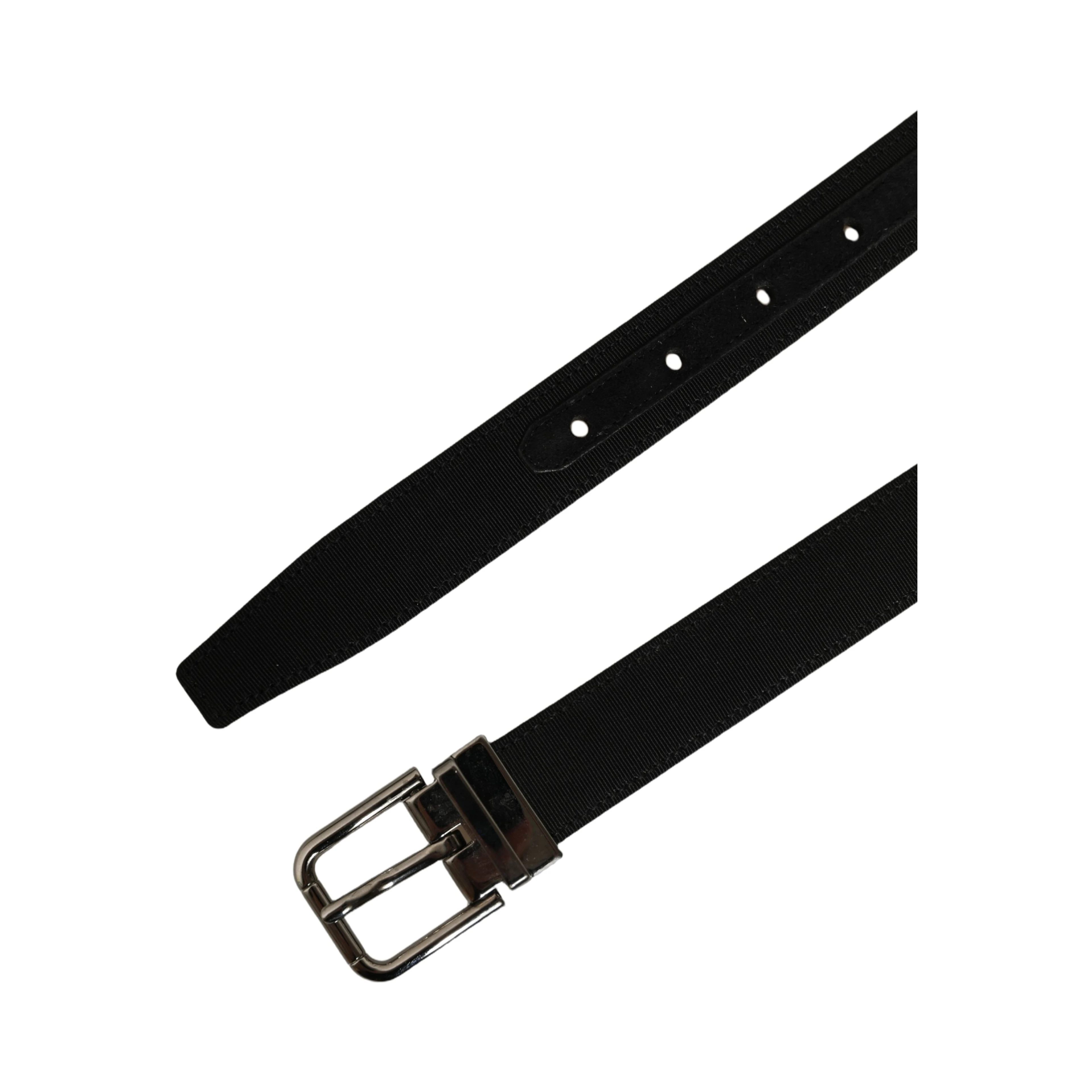 Black Classic Leather Silver Tone Buckle Belt