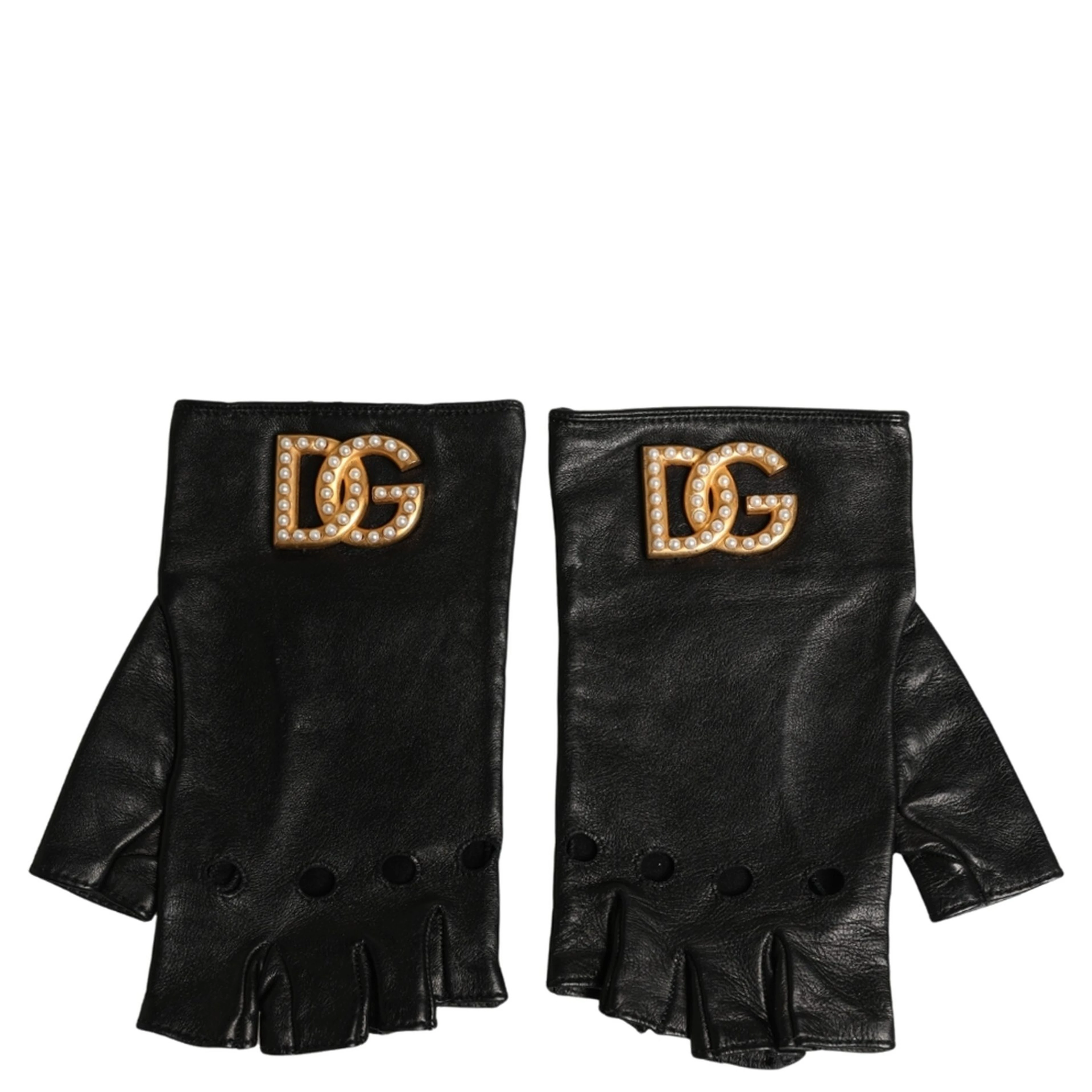Black Embellished Wrist Length Fingerless Gloves