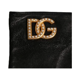 Black Embellished Wrist Length Fingerless Gloves