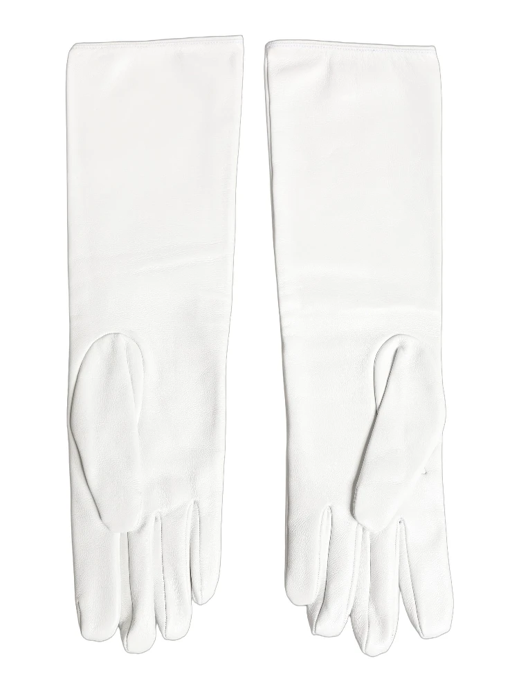 White Genuine Leather Embossed DG Logo Gloves alternative