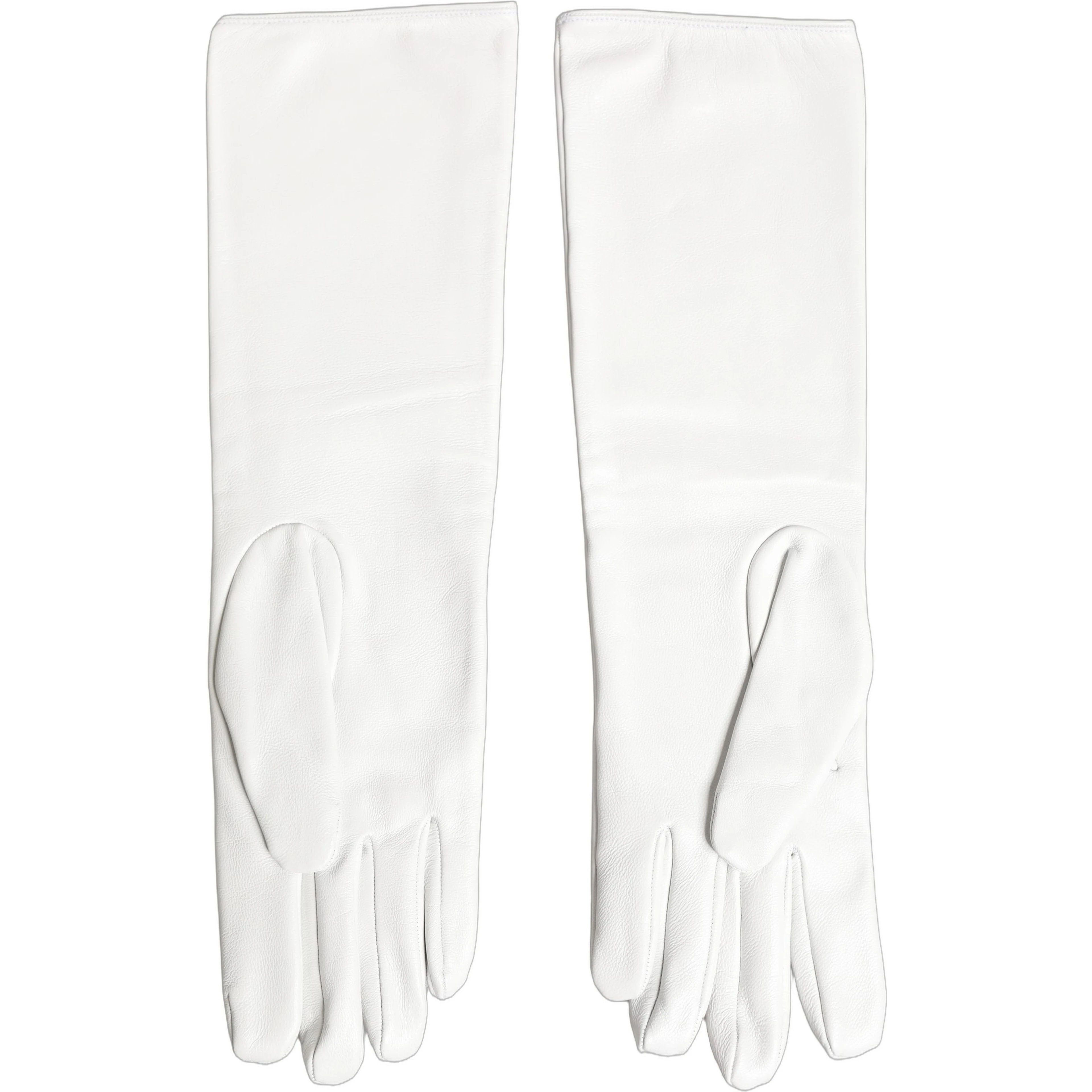 White Genuine Leather Embossed DG Logo Gloves