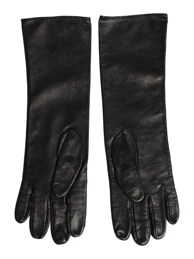 Black Genuine Leather Embossed DG Logo Gloves alternative