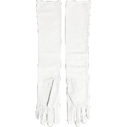 White Genuine Leather Embossed DG Logo Gloves