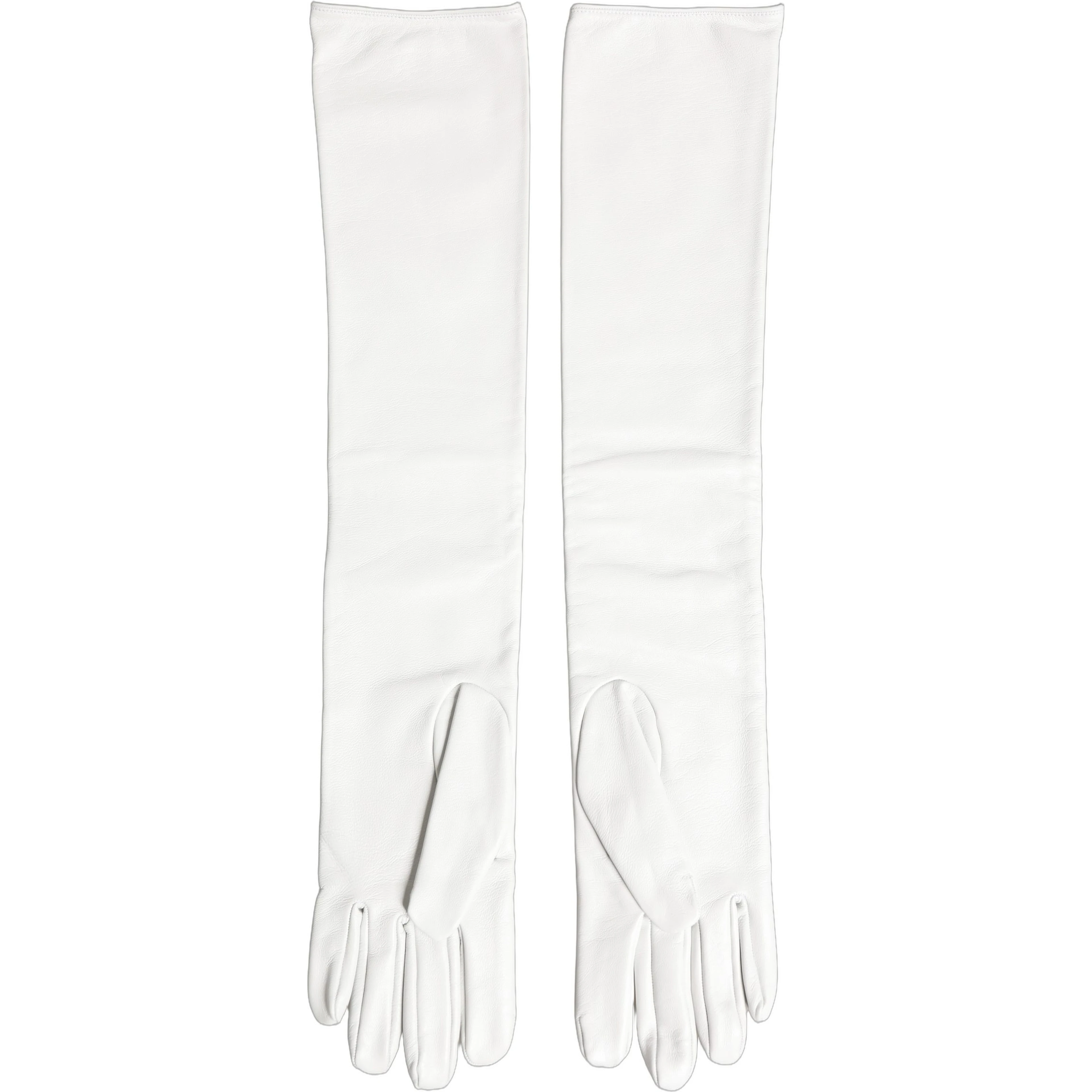 White Genuine Leather Embossed DG Logo Gloves