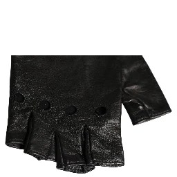 Black Embellished Wrist Length Fingerless Gloves