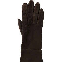 Brown Genuine Leather Suede Elbow Length Gloves