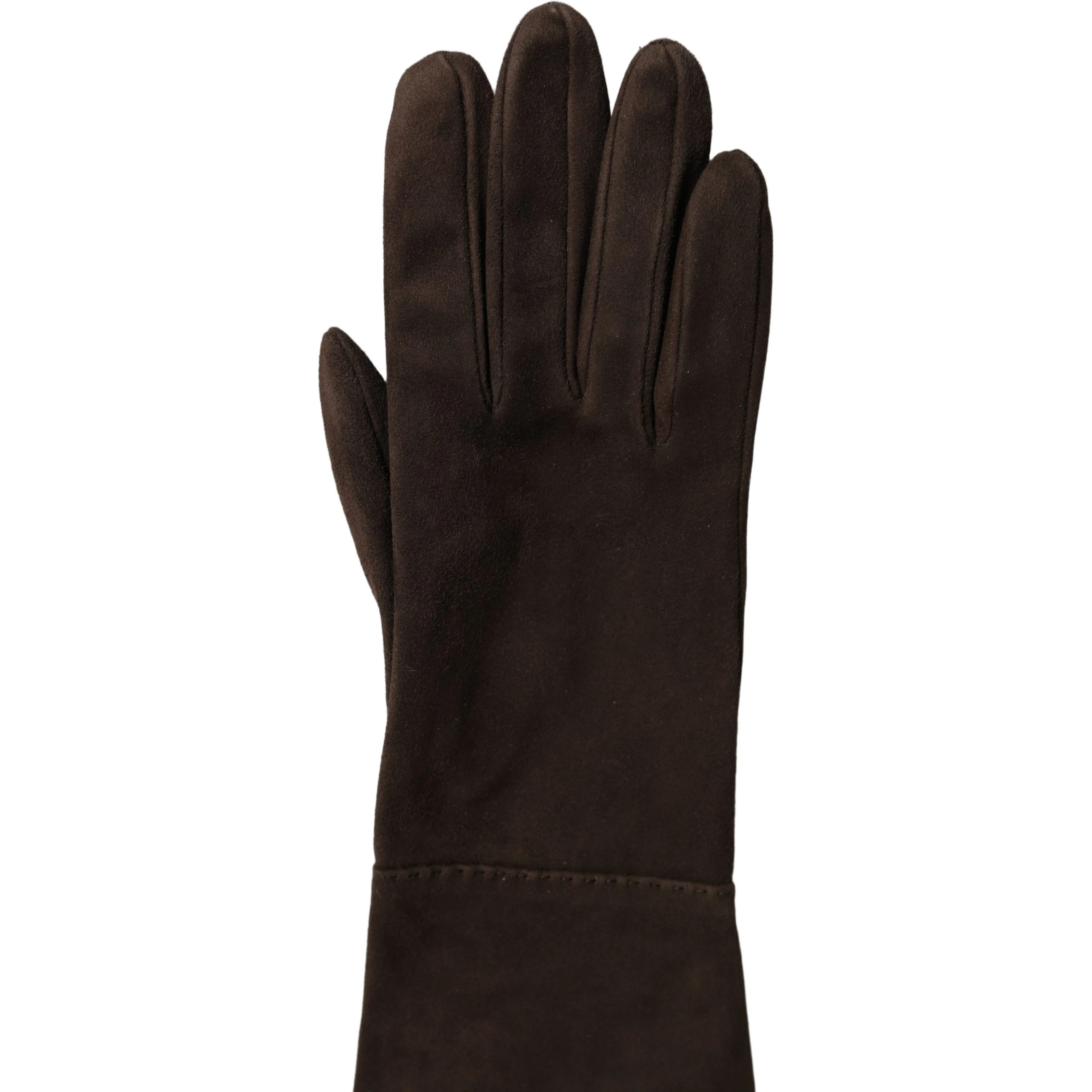 Brown Genuine Leather Suede Elbow Length Gloves