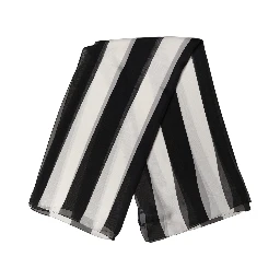 Black White Stripe Silk Square Foulard Scarf