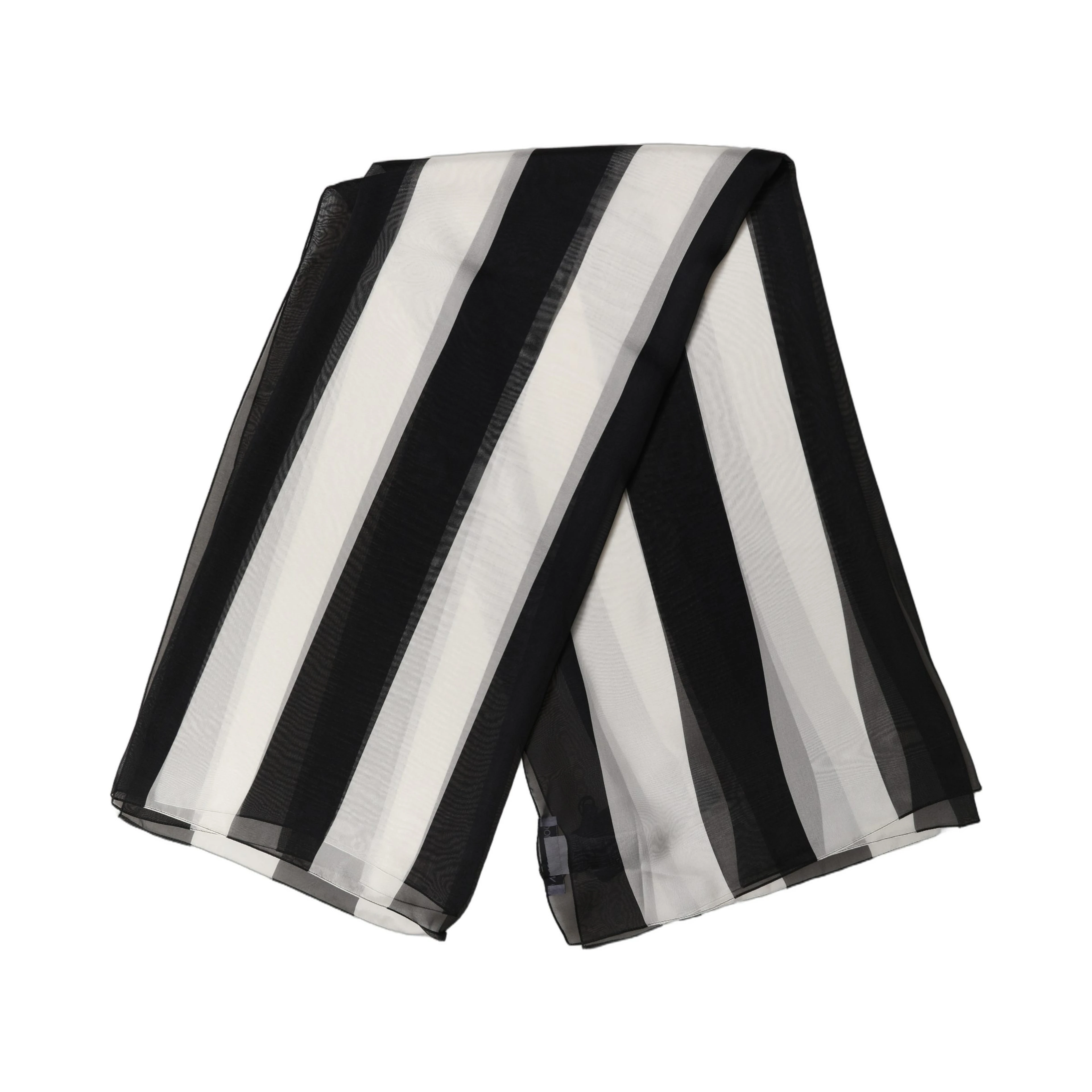 Black White Stripe Silk Square Foulard Scarf