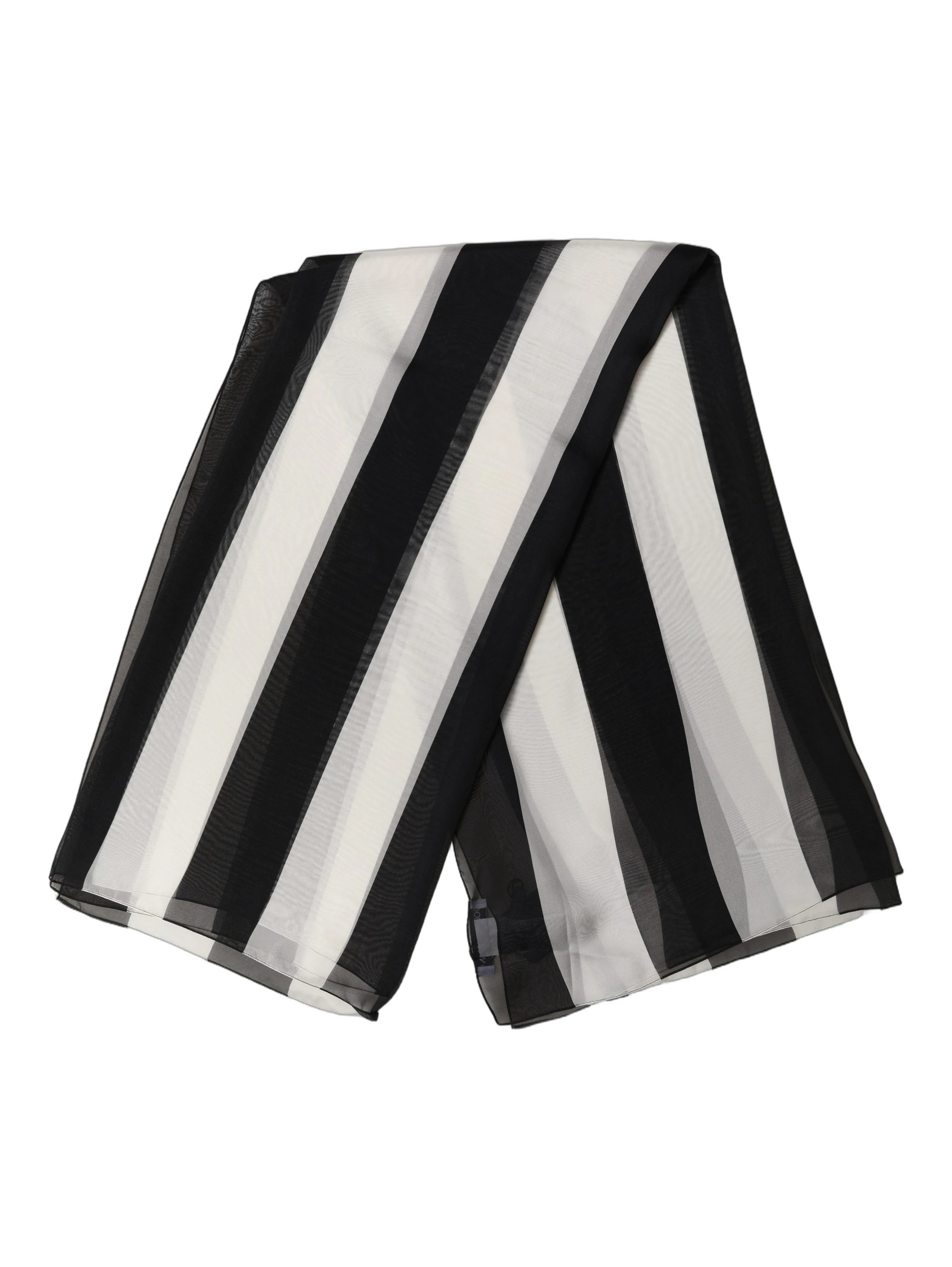 Black White Stripe Silk Square Foulard Scarf