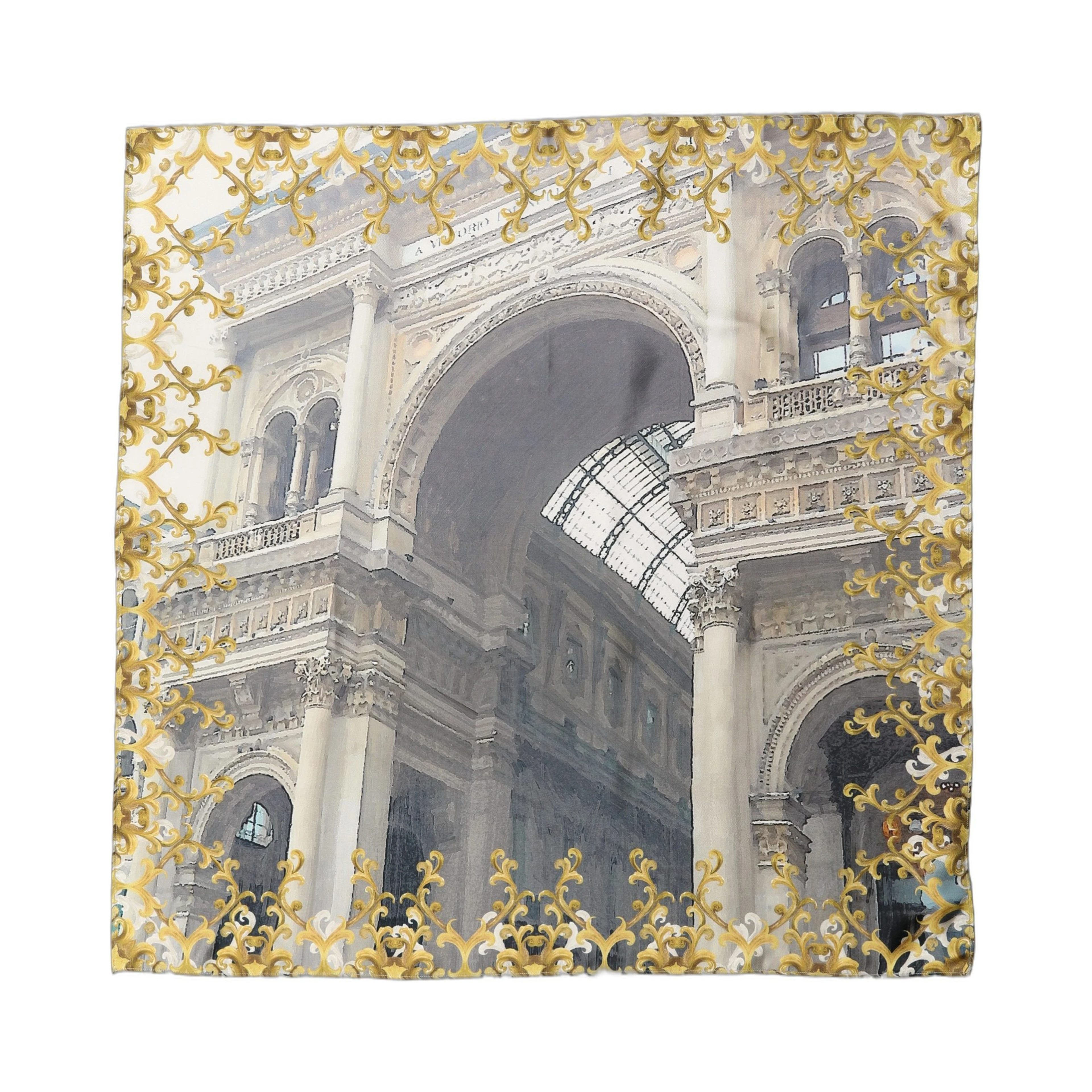 Multicolor Printed Silk Square Foulard Scarf