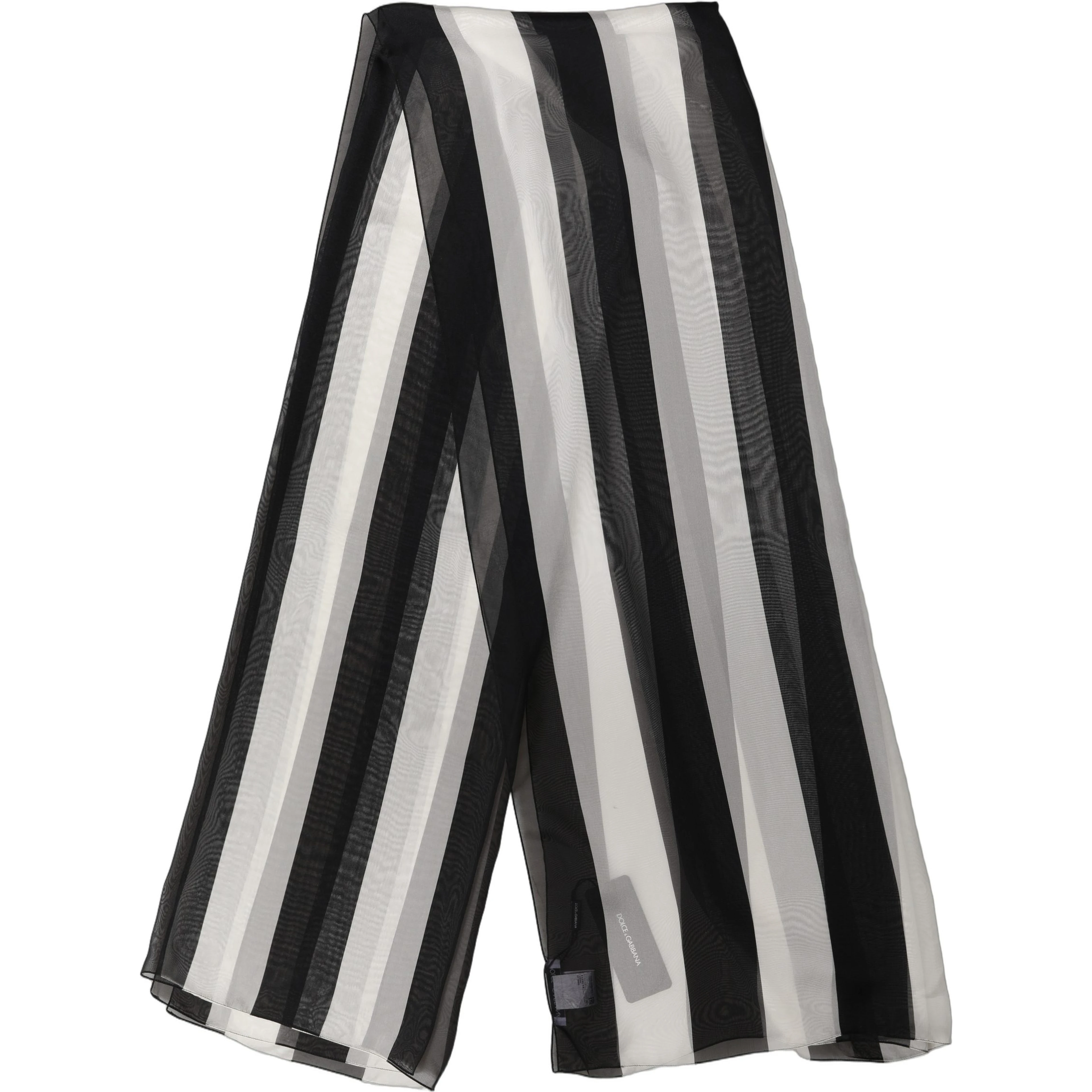 Black White Stripe Silk Shawl Stole Scarf