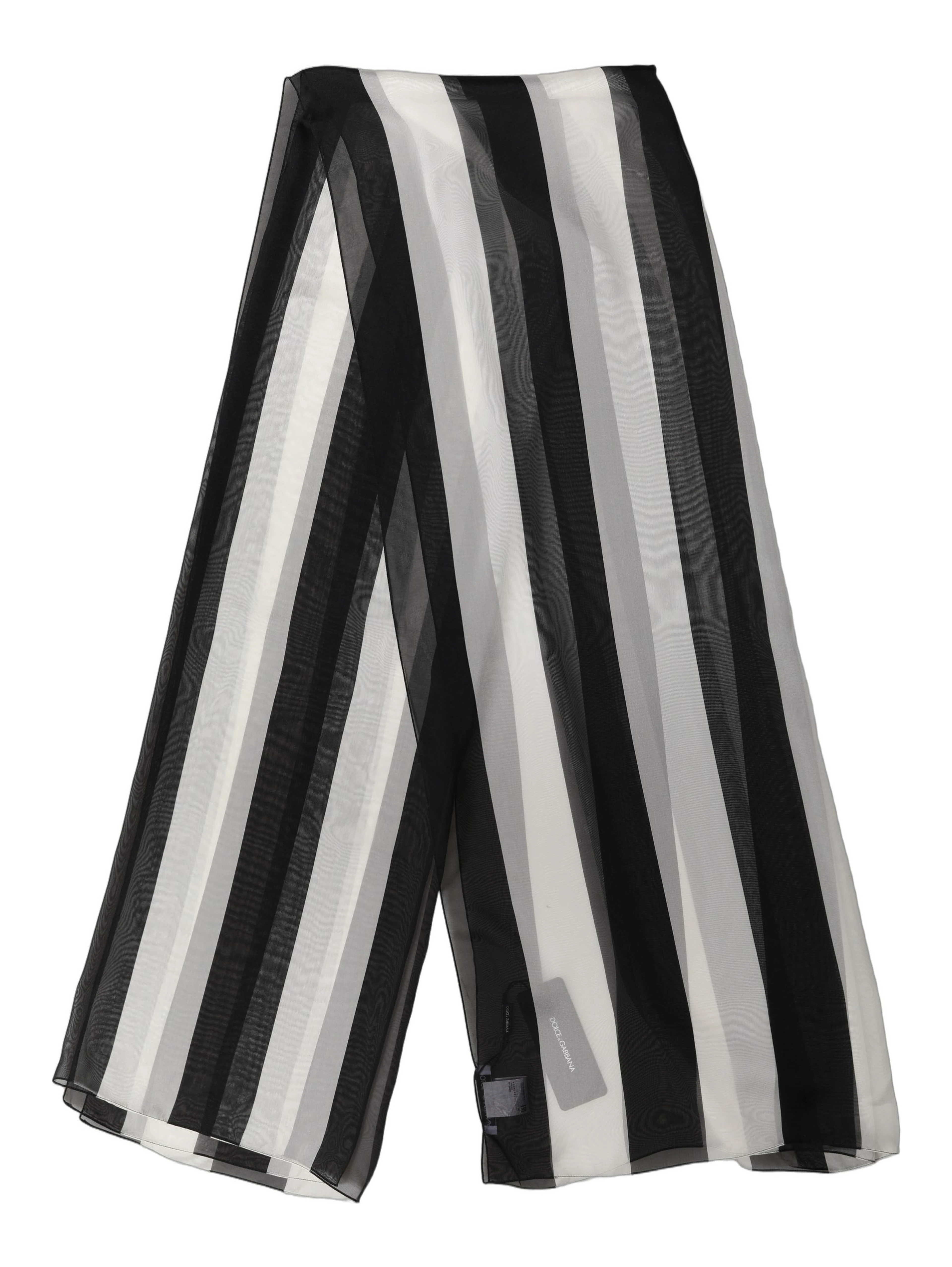 Black White Stripe Silk Shawl Stole Scarf
