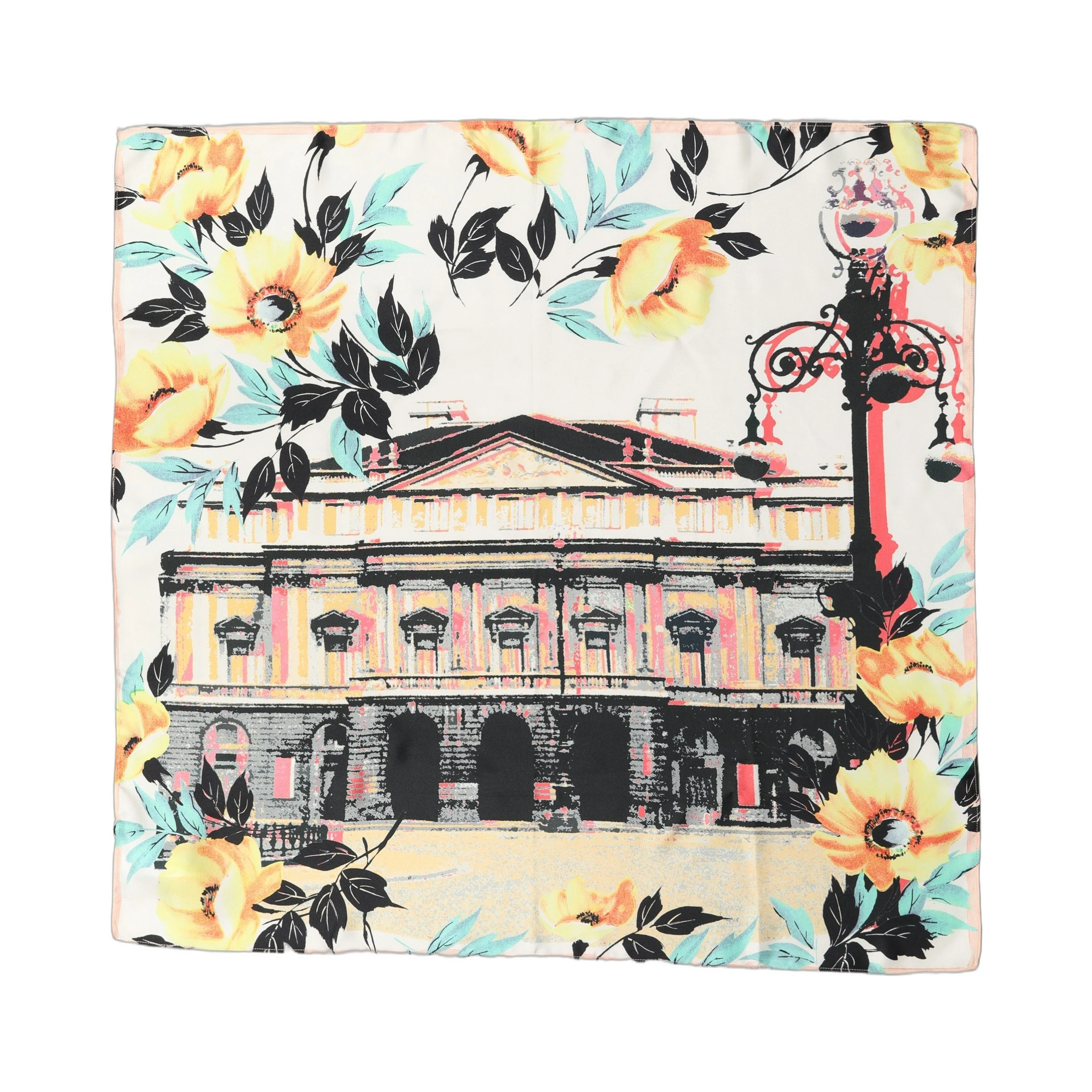 Multicolor Printed Silk Square Foulard Scarf
